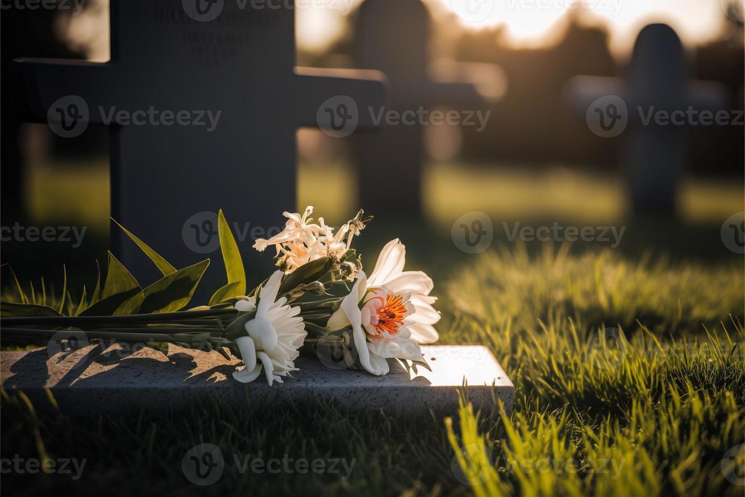 flores funerarias presentadas en un ataúd en caso de que alguien fallezca de cerca foto