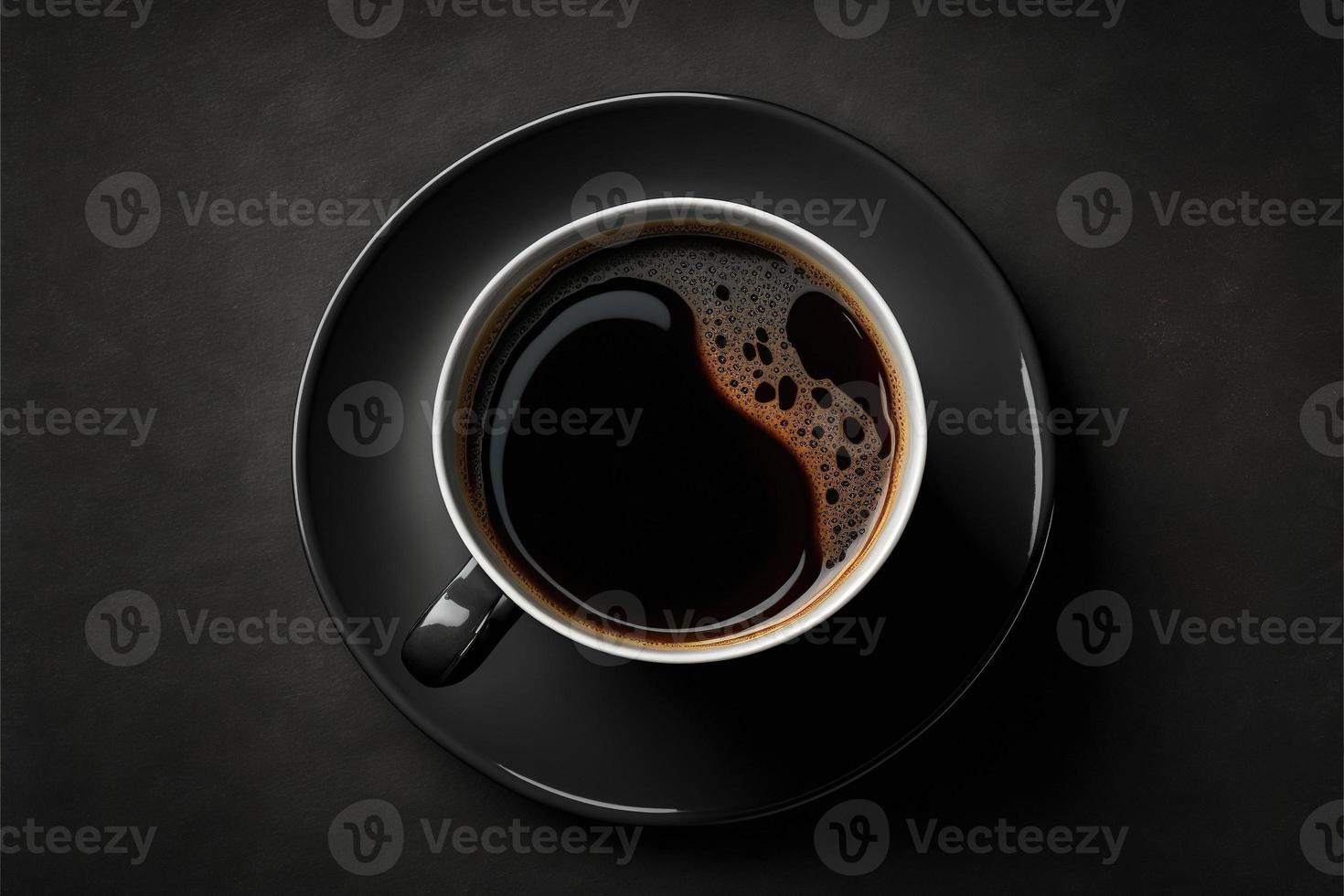 The perfect coffee in a black coffee mug against a charcoal background photo