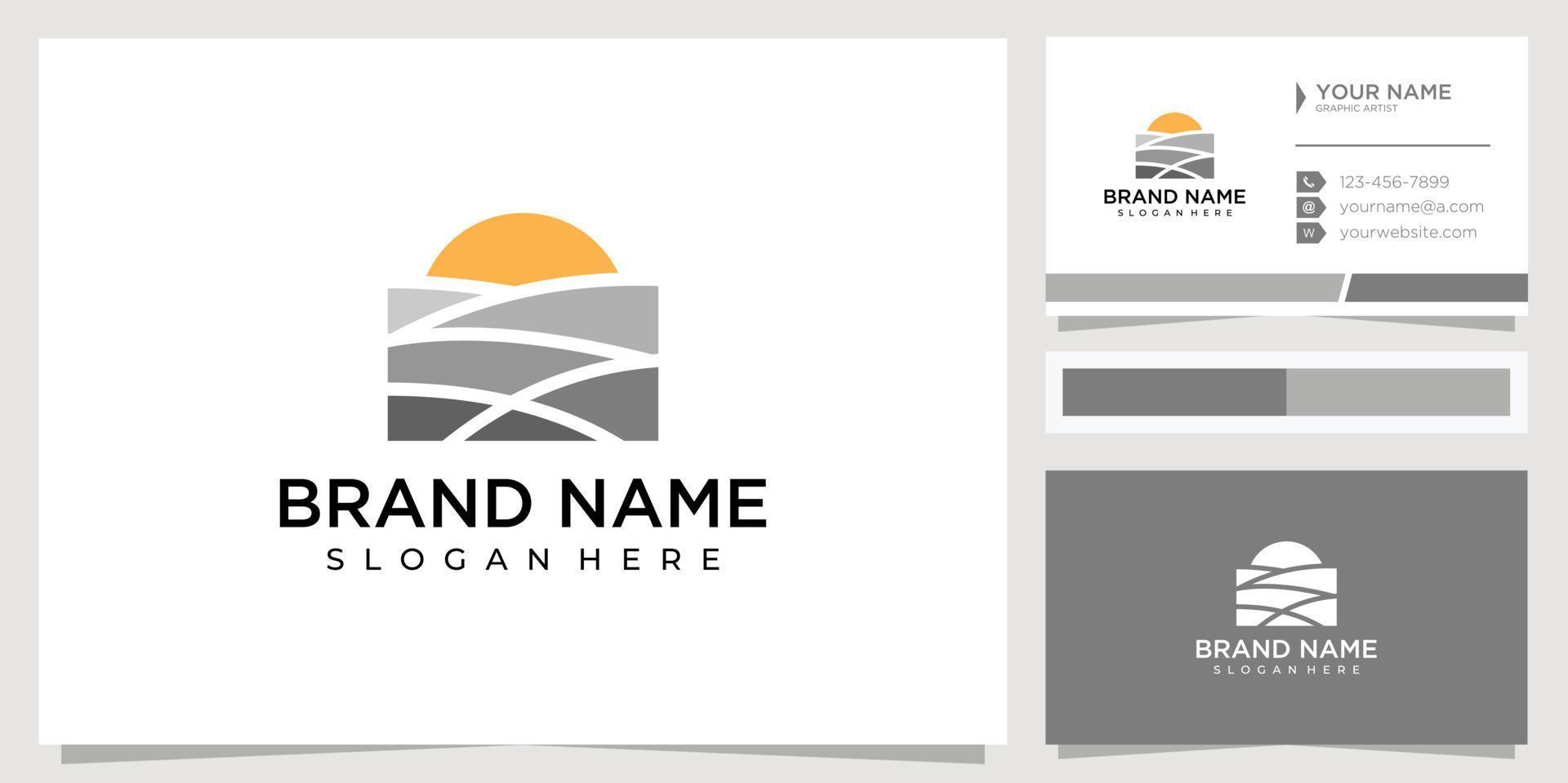 sun logo icon design template vector illustration with business card