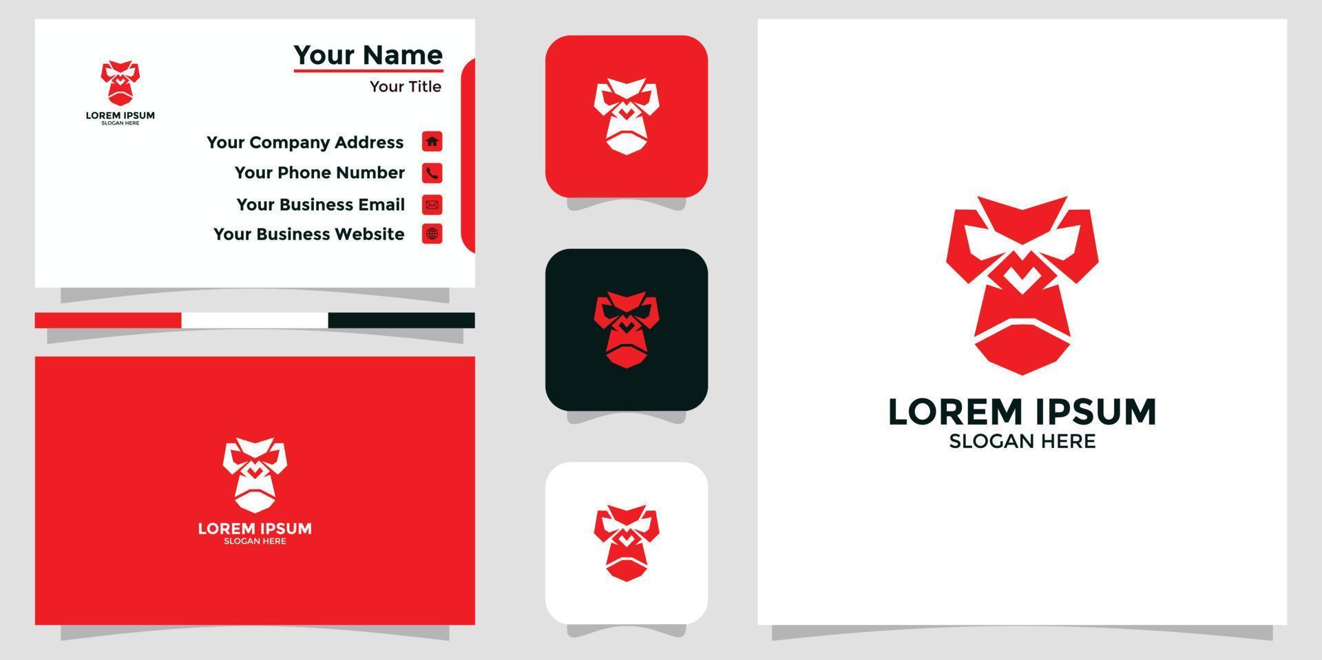 gorilla design logo and branding card vector