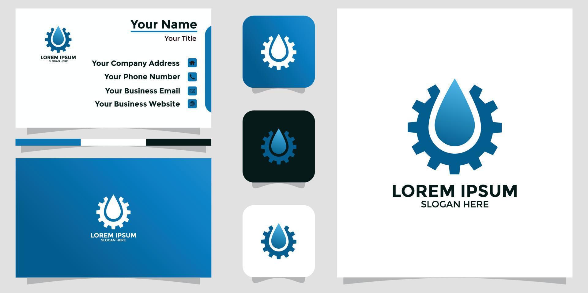 diseño de logotipo de tecnología de agua y tarjeta de marca vector