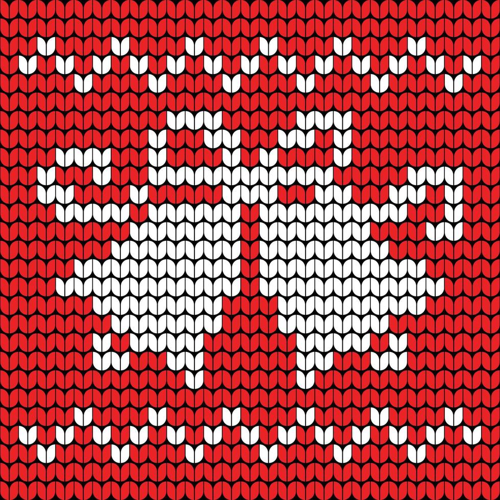 Happy New Year Knitting Merry Christmas bell on Red background Digital vector Design For Print sweater decor Border