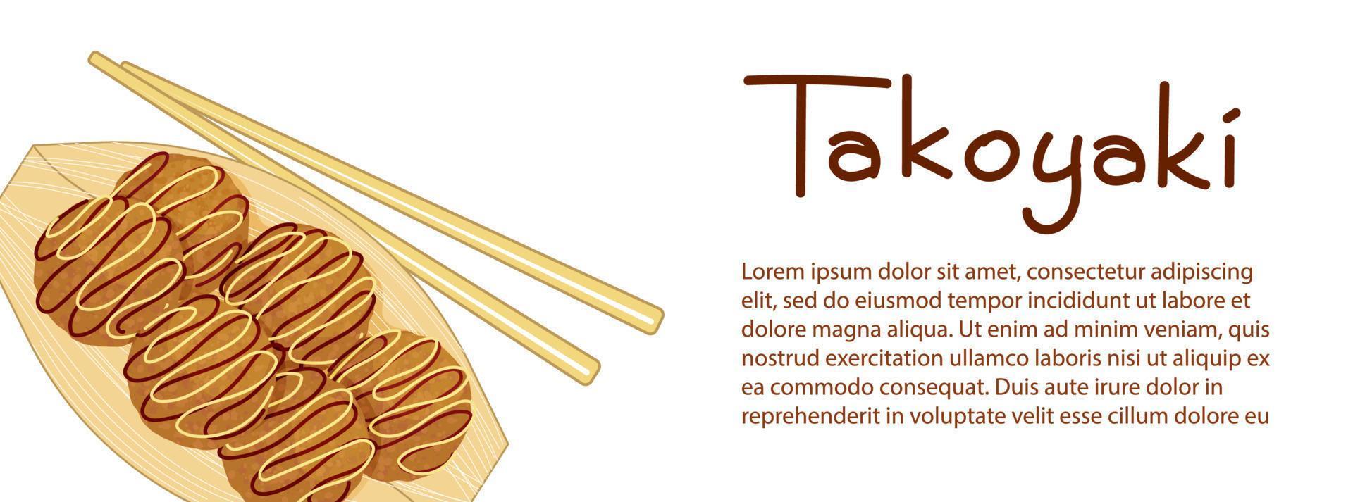 Ilustración de vector de fondo de comida callejera japonesa takoyaki