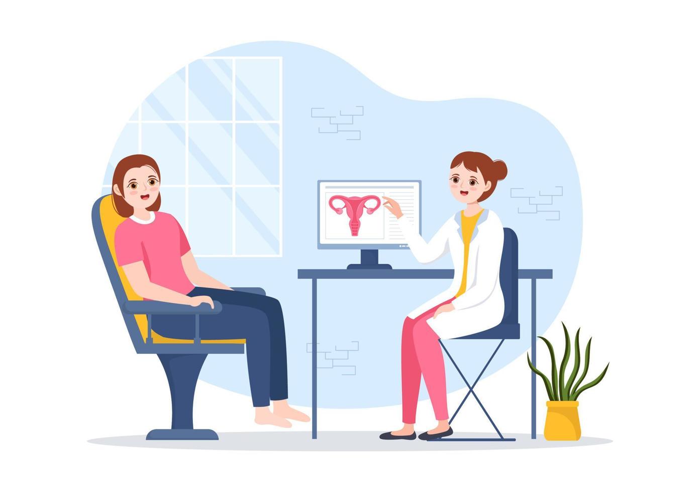 Endometriosis with Condition the Endometrium Grows Outside the Uterine Wall in Women for Treatment in Flat Cartoon Hand Drawn Templates Illustration vector