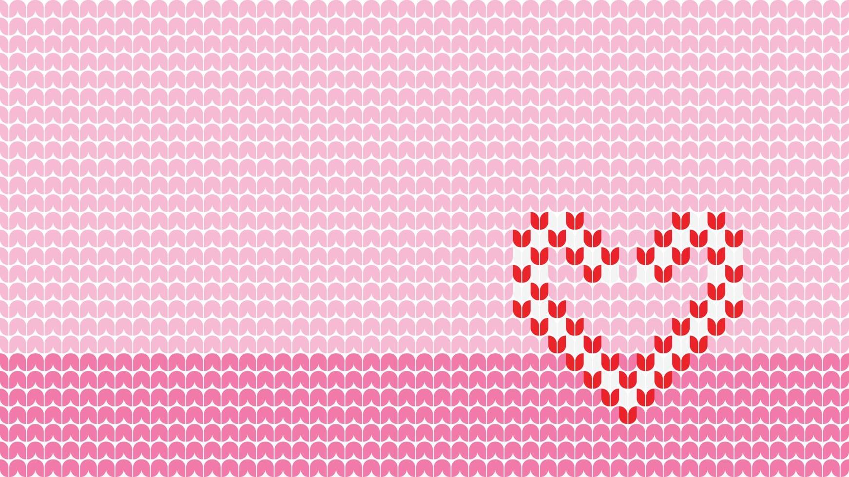 borde de patrón de fondo de corazón de tejer sobre fondo rosa, borde de patrón étnico de tejer feliz navidad y felices días de invierno poste vectorial vector