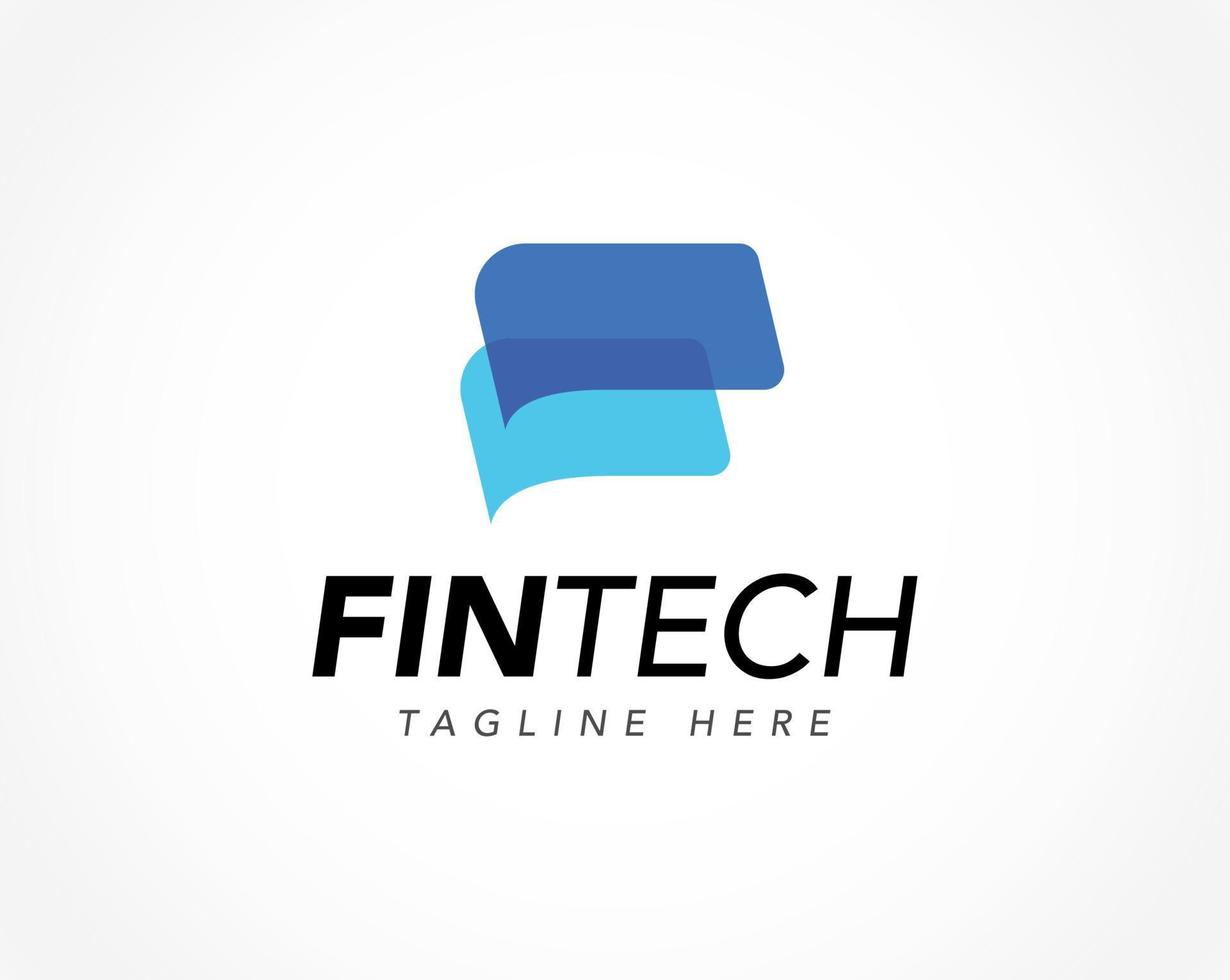 Fintech, financial technology logo template with overlay color style vector