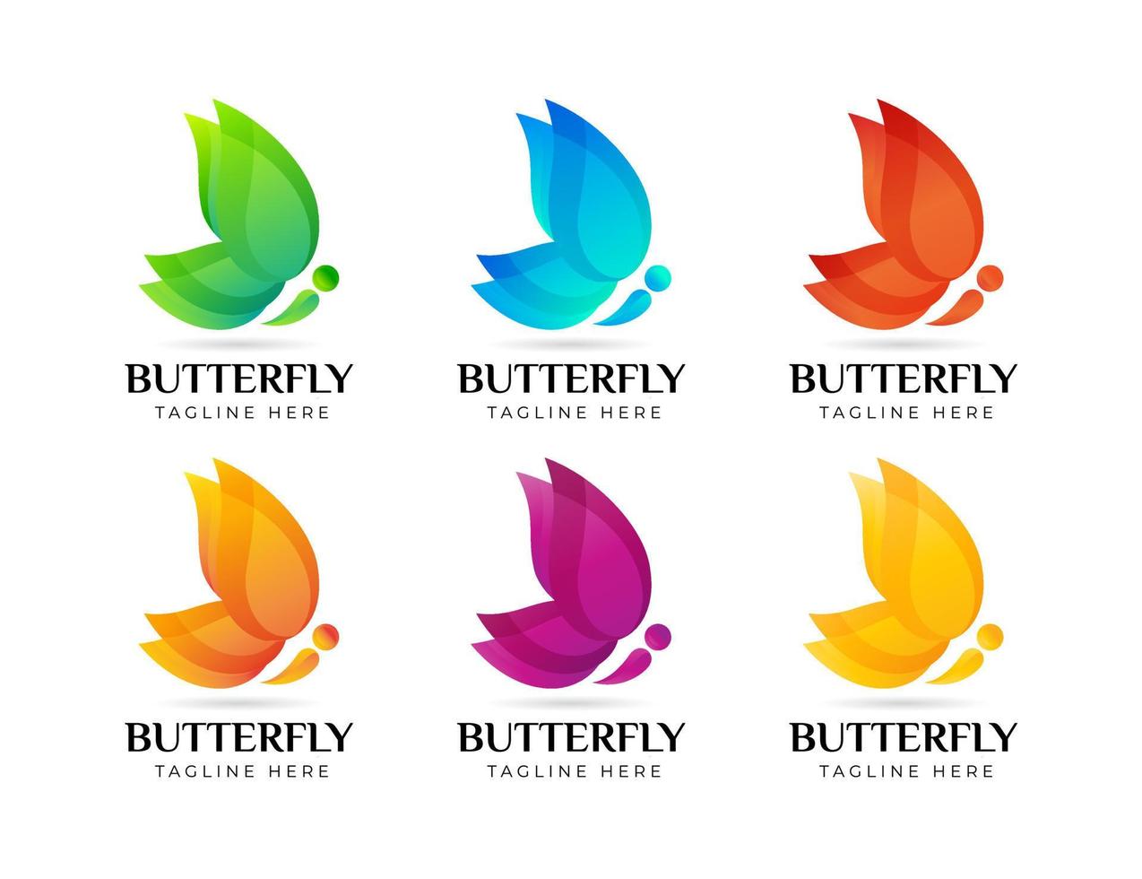 Set of Colorful and beautiful gradient butterfly logos template design vector