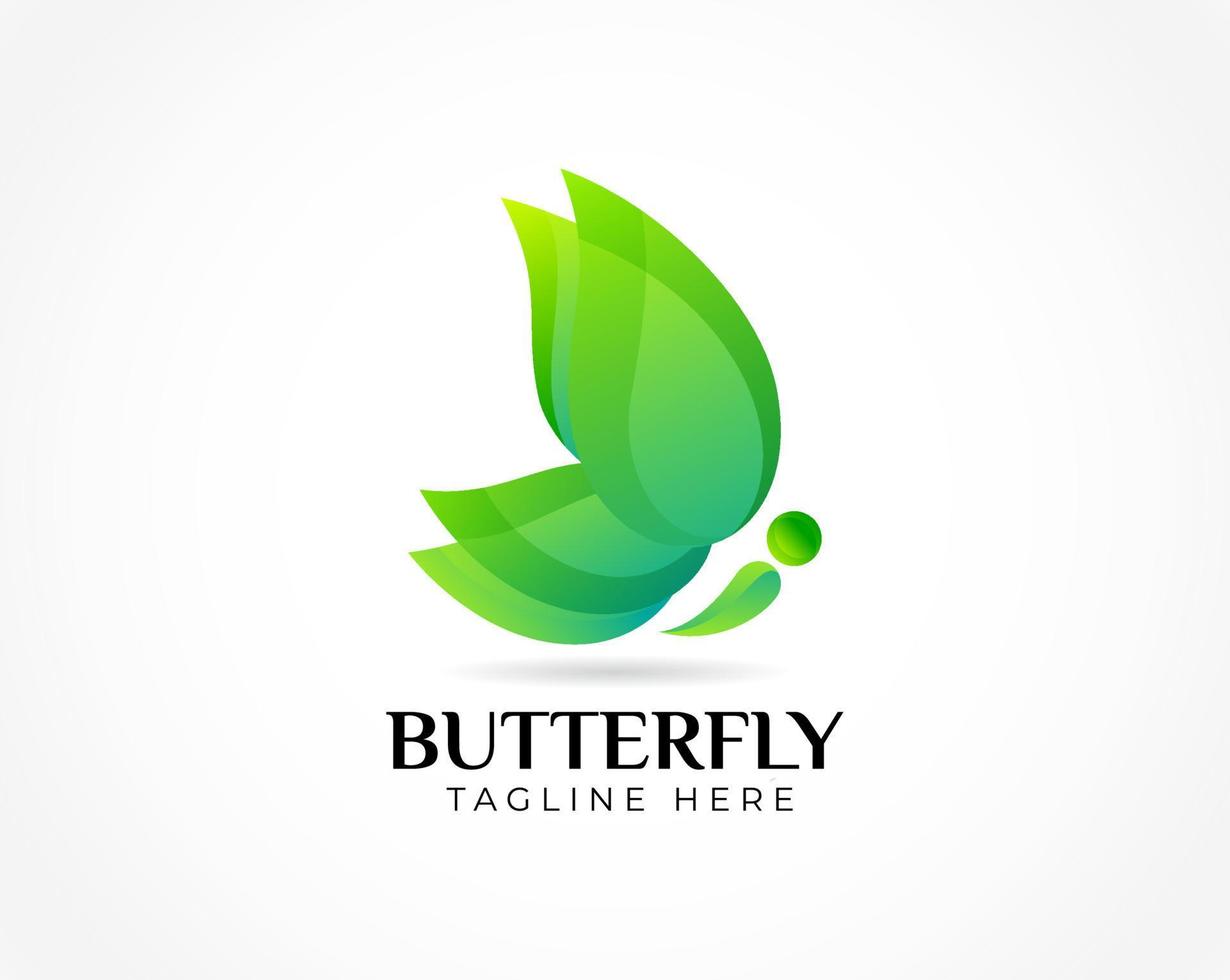 Beautiful butterfly with green gradient logo template design vector
