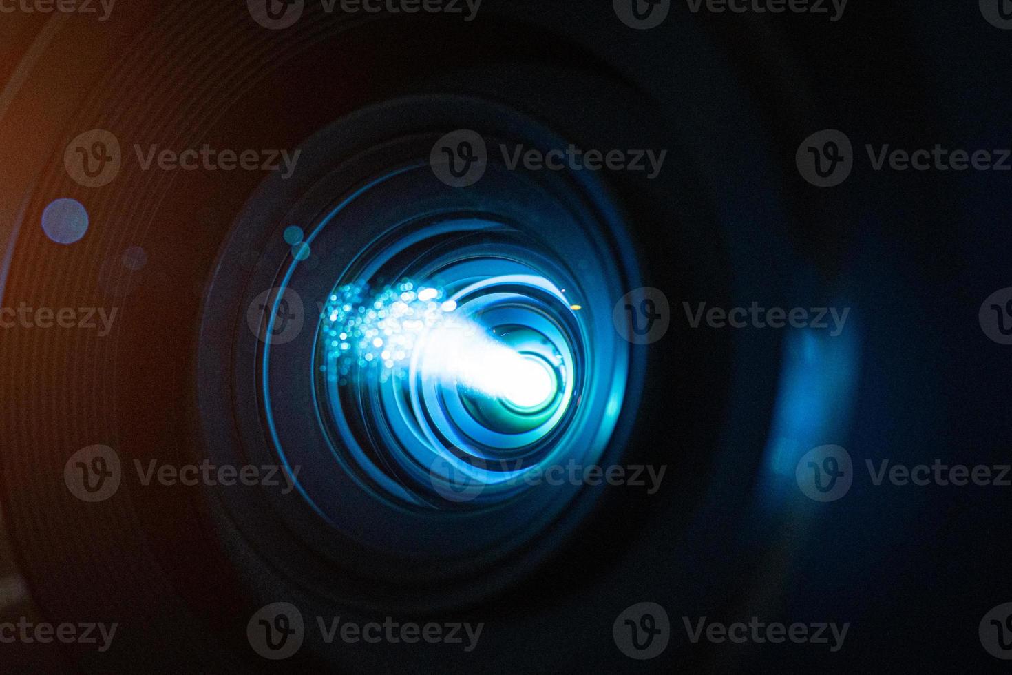 Tech review Lens macro close-up with dust particles in the air photo