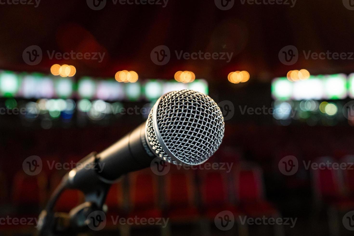 Microphone on a stand in a comedy venue at the Edinburgh festival fringe arts festival photo