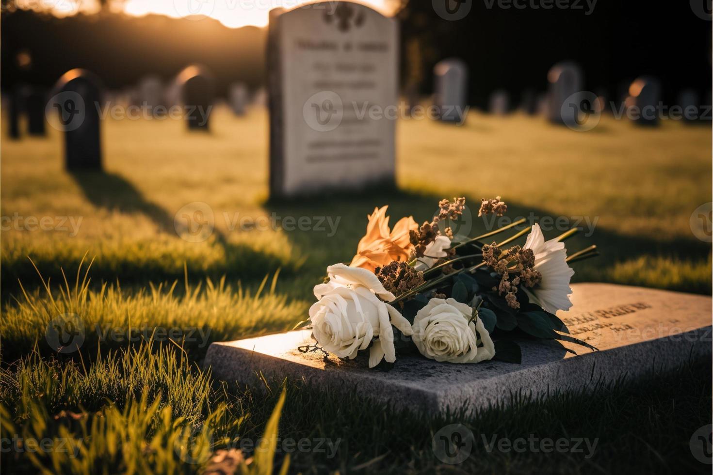 flores funerarias presentadas en un ataúd en caso de que alguien fallezca de cerca foto