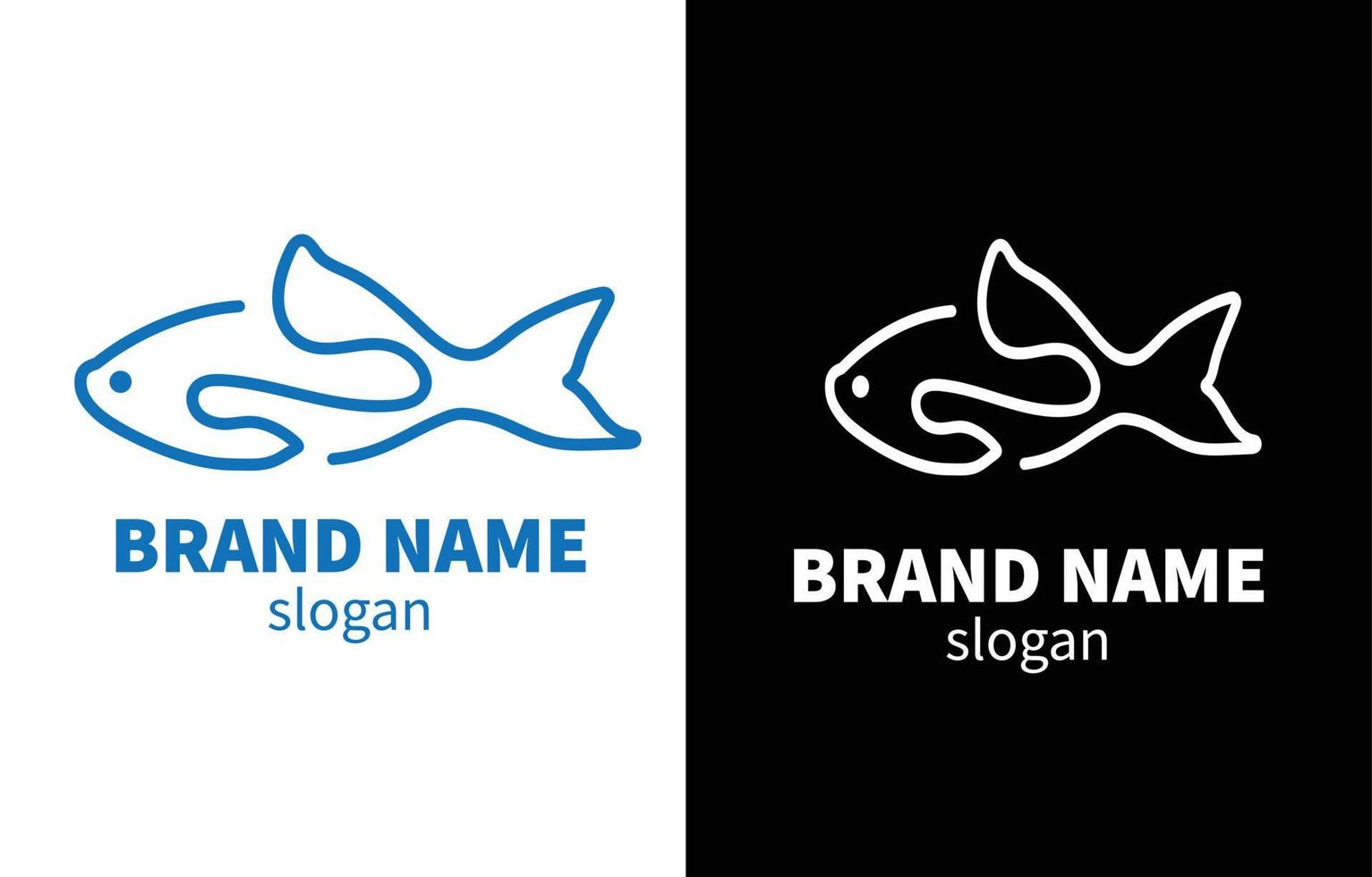 Fish Line Art Logo Design vector