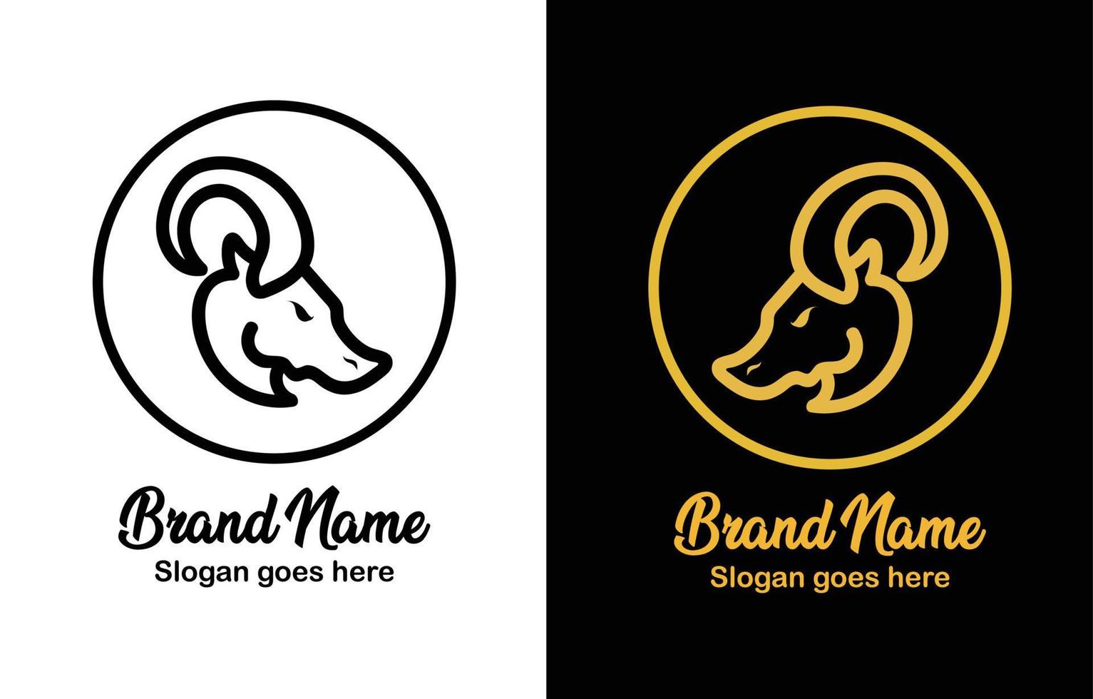 Angry Goat Line Art Logo Design vector