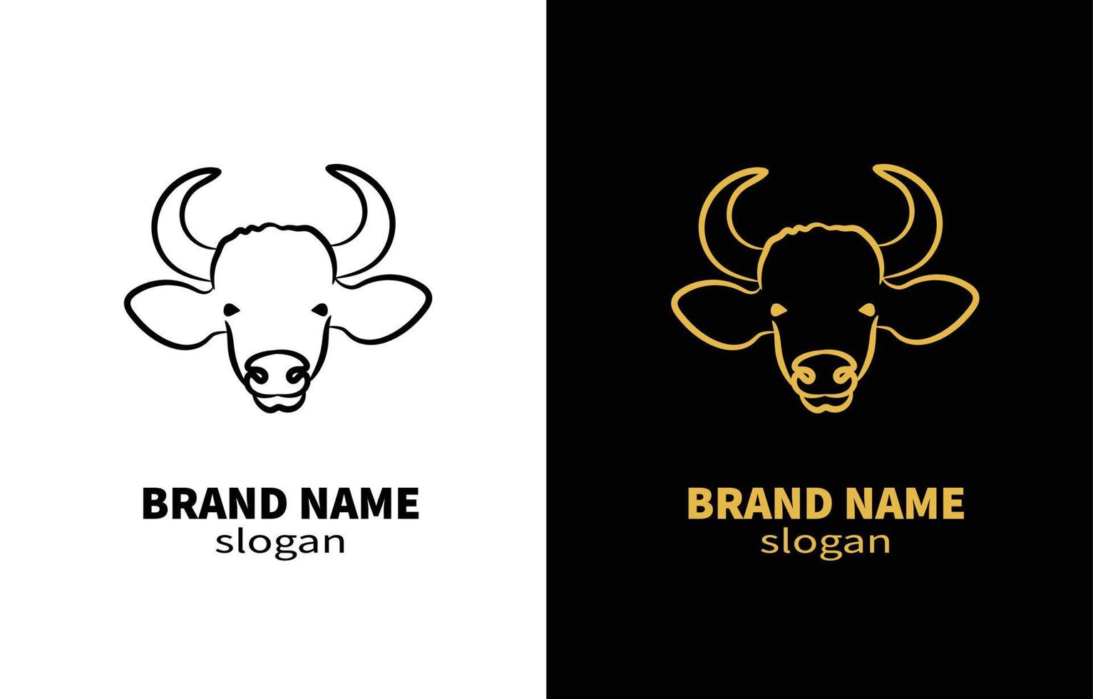 Buffalo Head Line Art Bull Logo Design vector