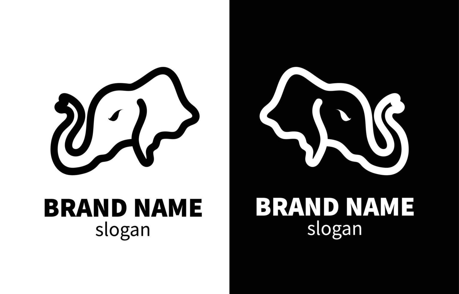 Elephant Head Line Art Logo Design vector