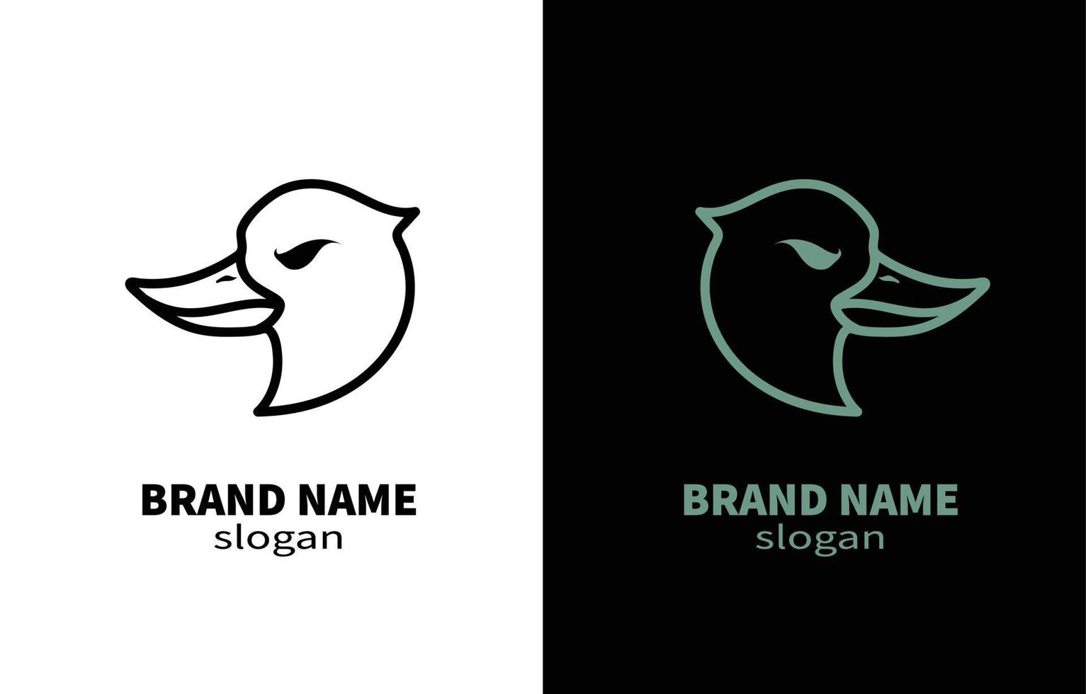 Angry Duck Head Line Art Bird Logo Design vector