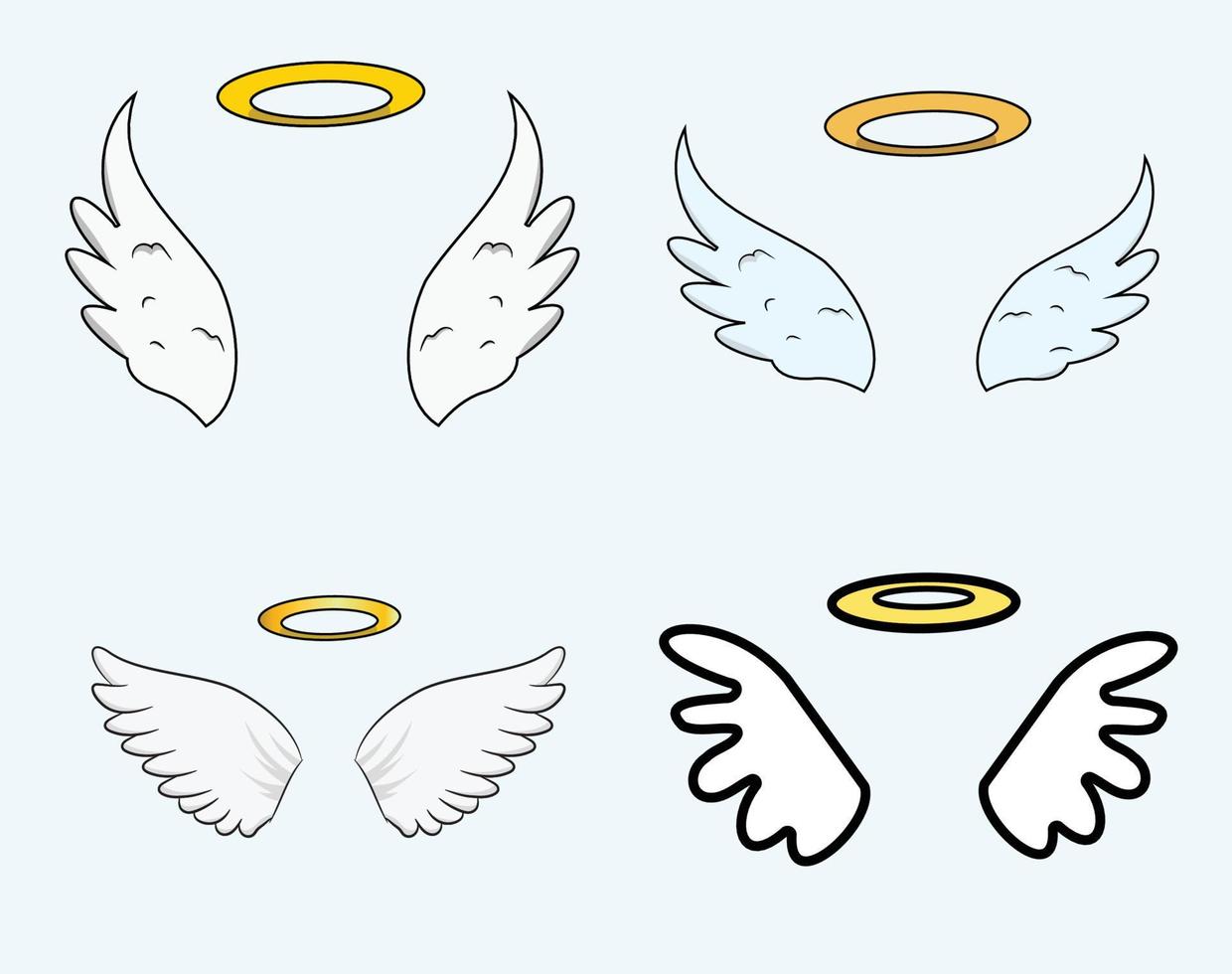 colección alas de ángel y halo vector