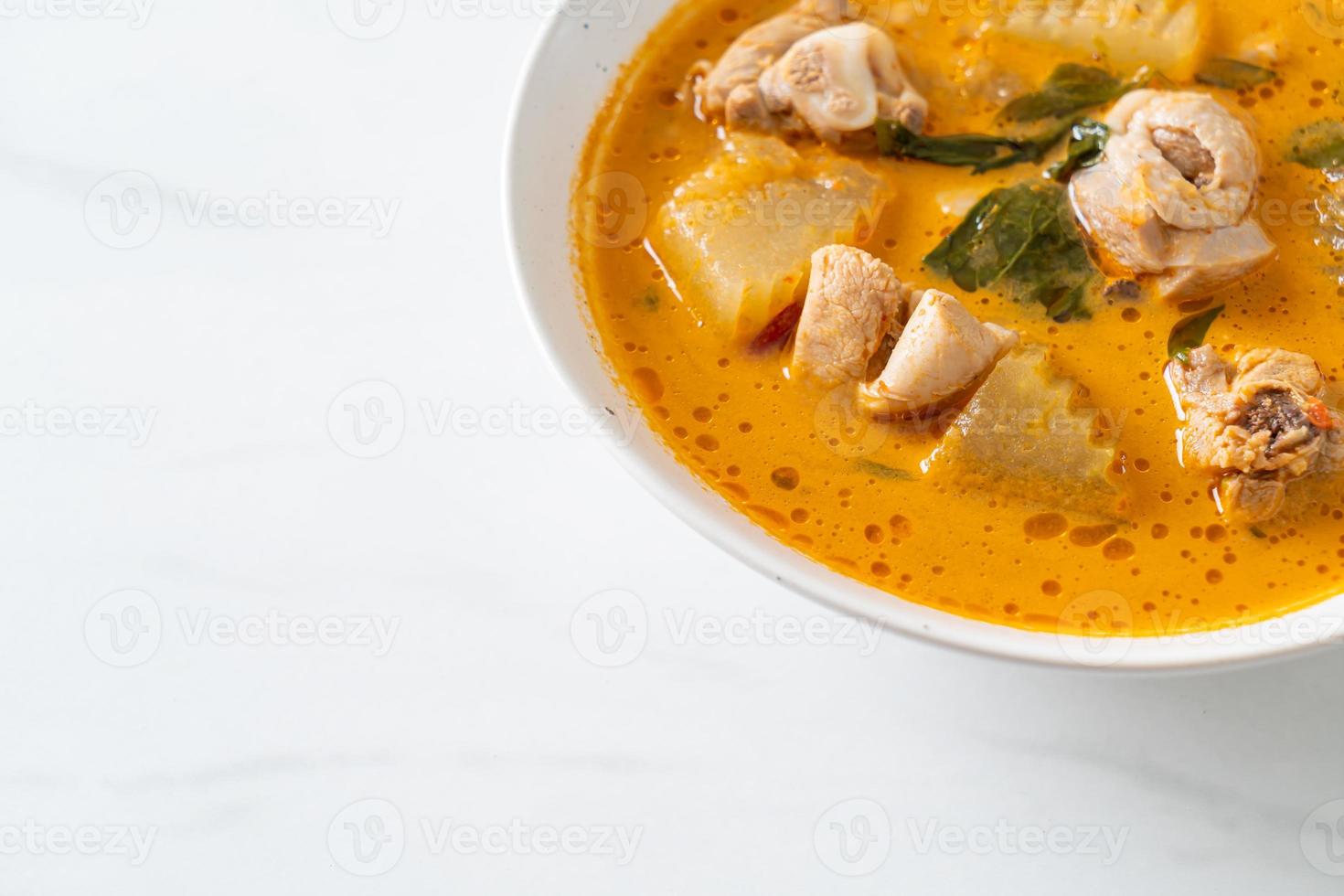 Chicken curry soup with roti photo