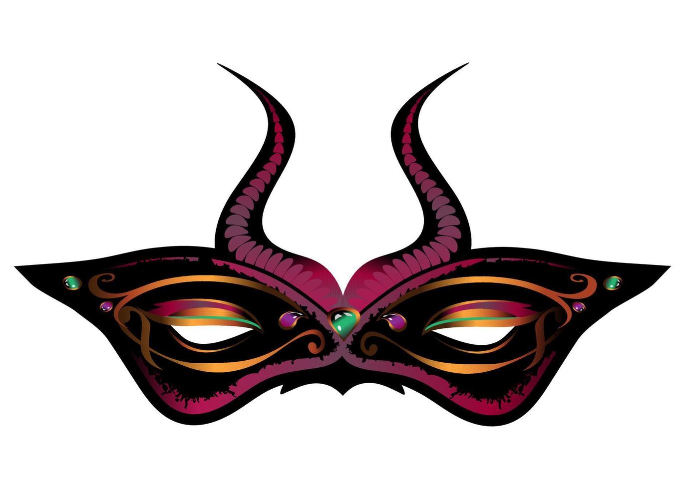 máscara de fantasía de carnaval de demonio con cuernos aislado sobre fondo blanco. vector