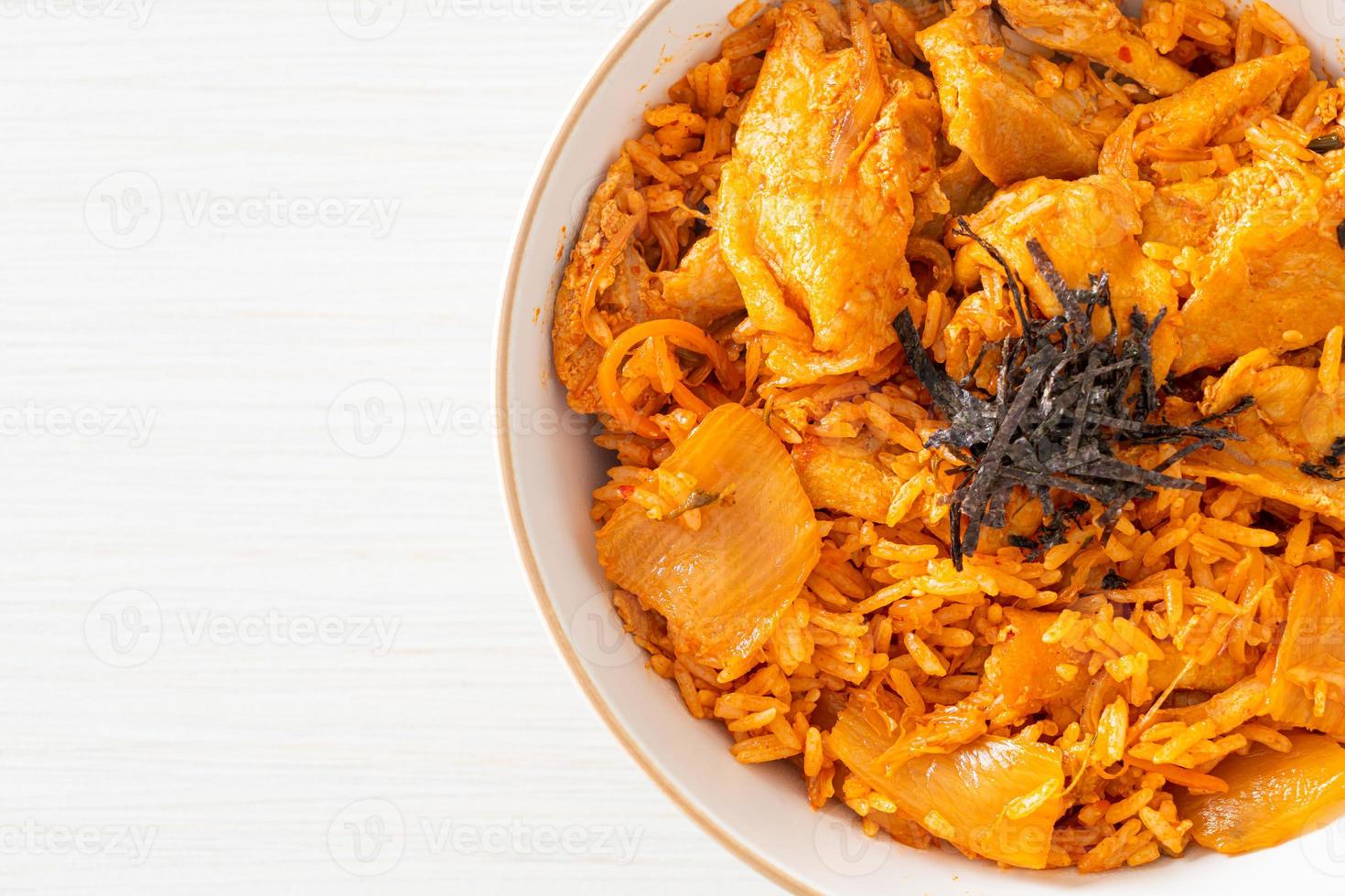 kimchi fried rice with pork sliced photo