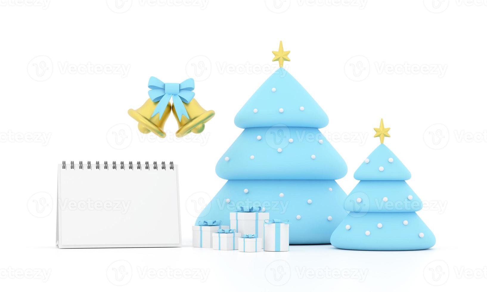 New year calendar. merry Christmas and happy new year Christmas tree and gift photo