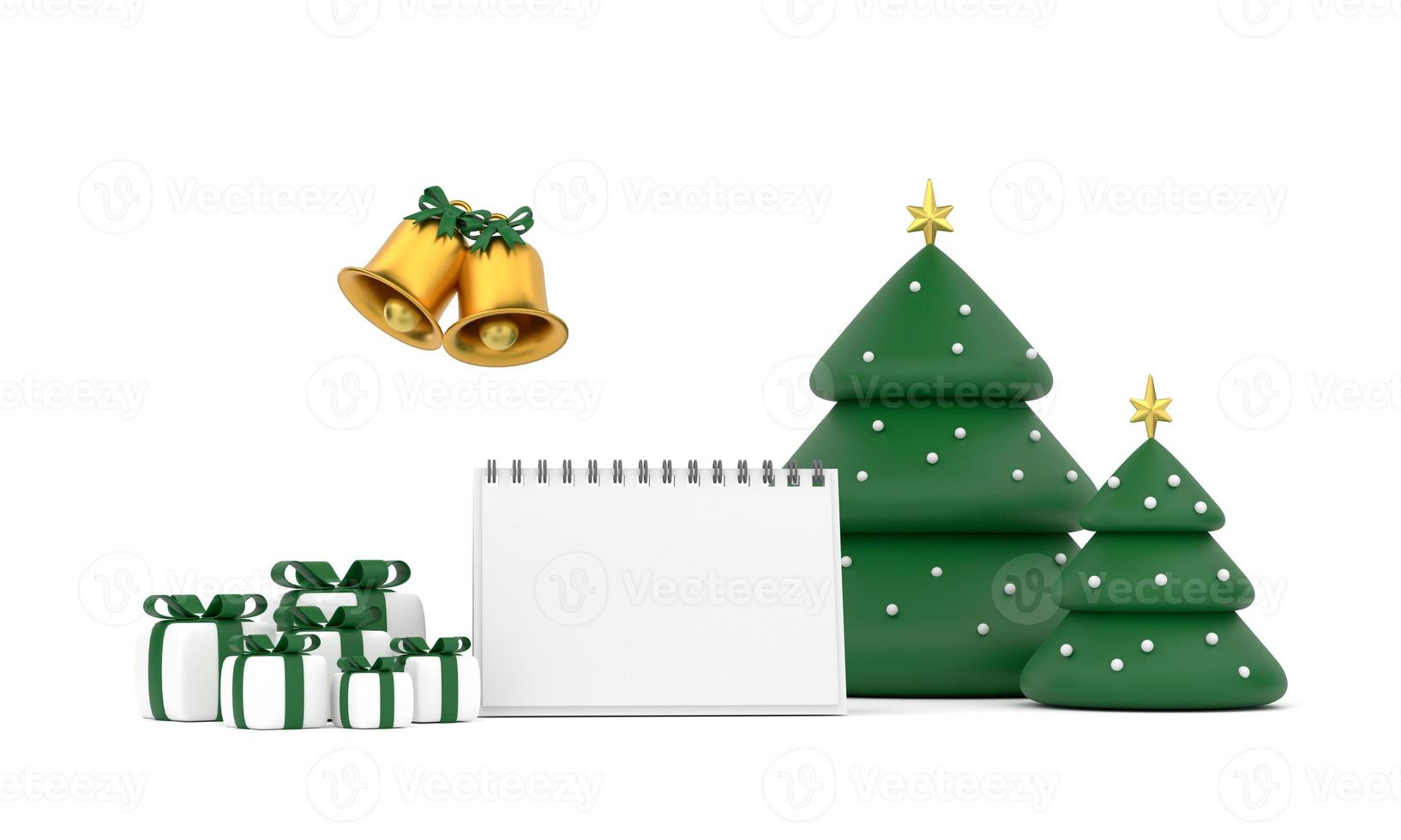 New year calendar. merry Christmas and happy new year Christmas tree and gift photo