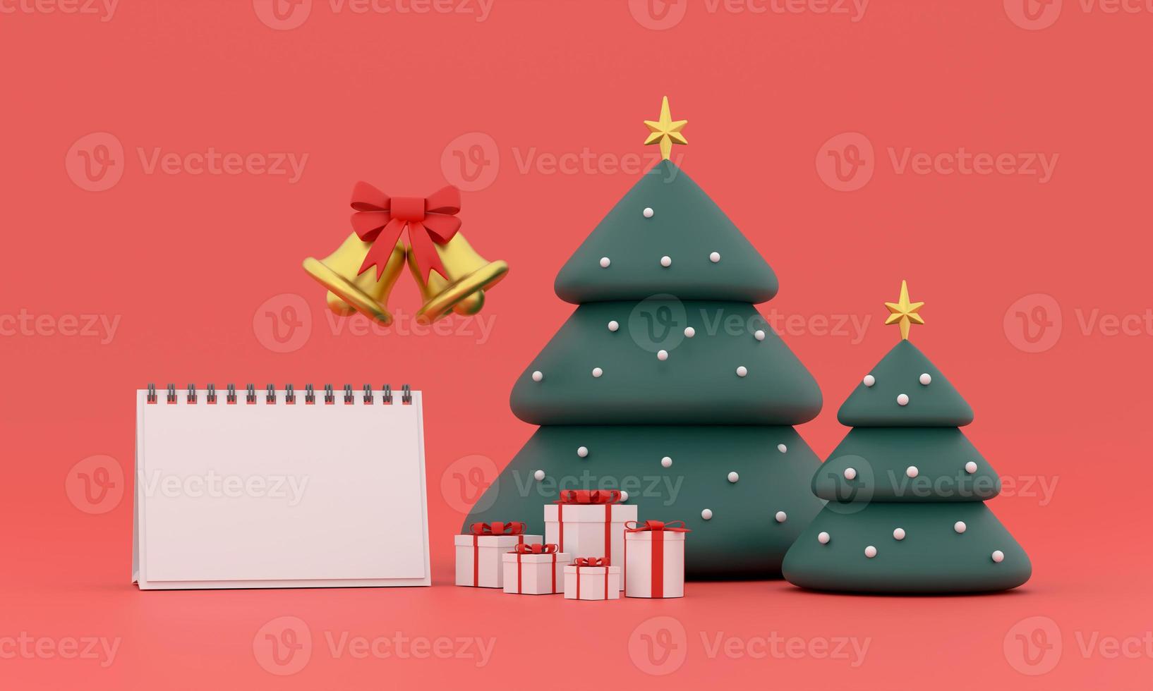 New year calendar. merry Christmas and happy new year Christmas tree and gift photo