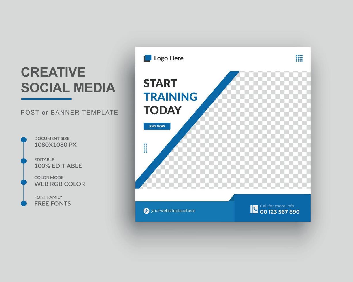 Gym and Fitness social media post banner and Square web banner Flyer Design Template vector