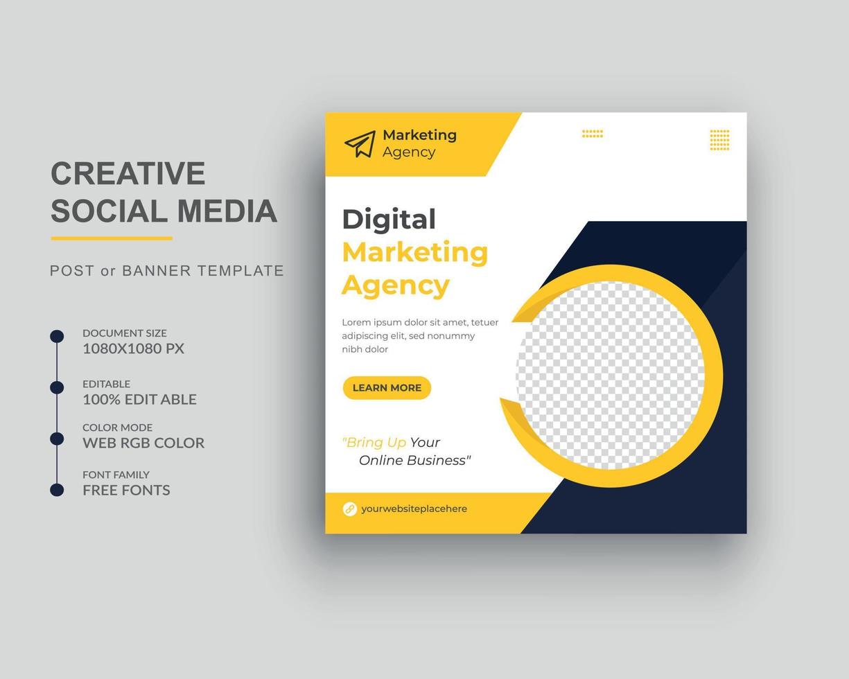 Digital marketing agency social media post and Square web banner template vector