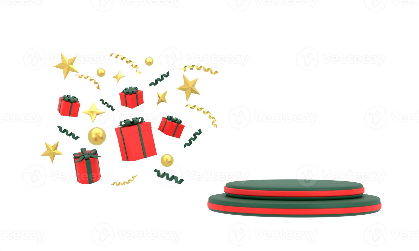 mock up scene. geometry podium shape for show product display. stage pedestal or platform. winter christmas background. photo