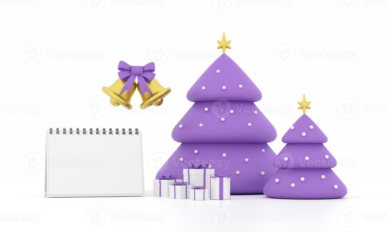 New year calendar. merry Christmas and happy new year Christmas tree and gift photo