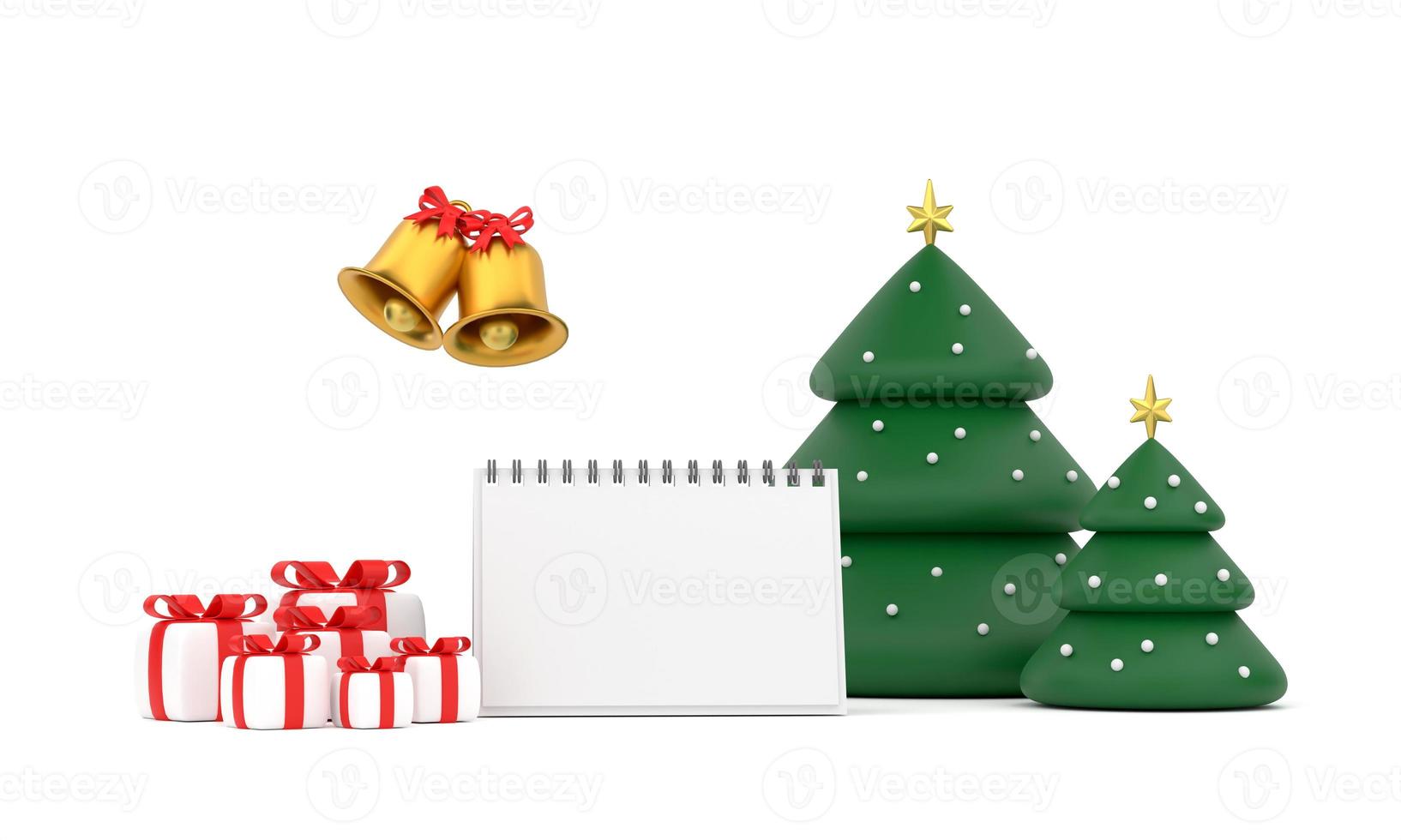 New year calendar. merry Christmas and happy new year Christmas tree and gift photo