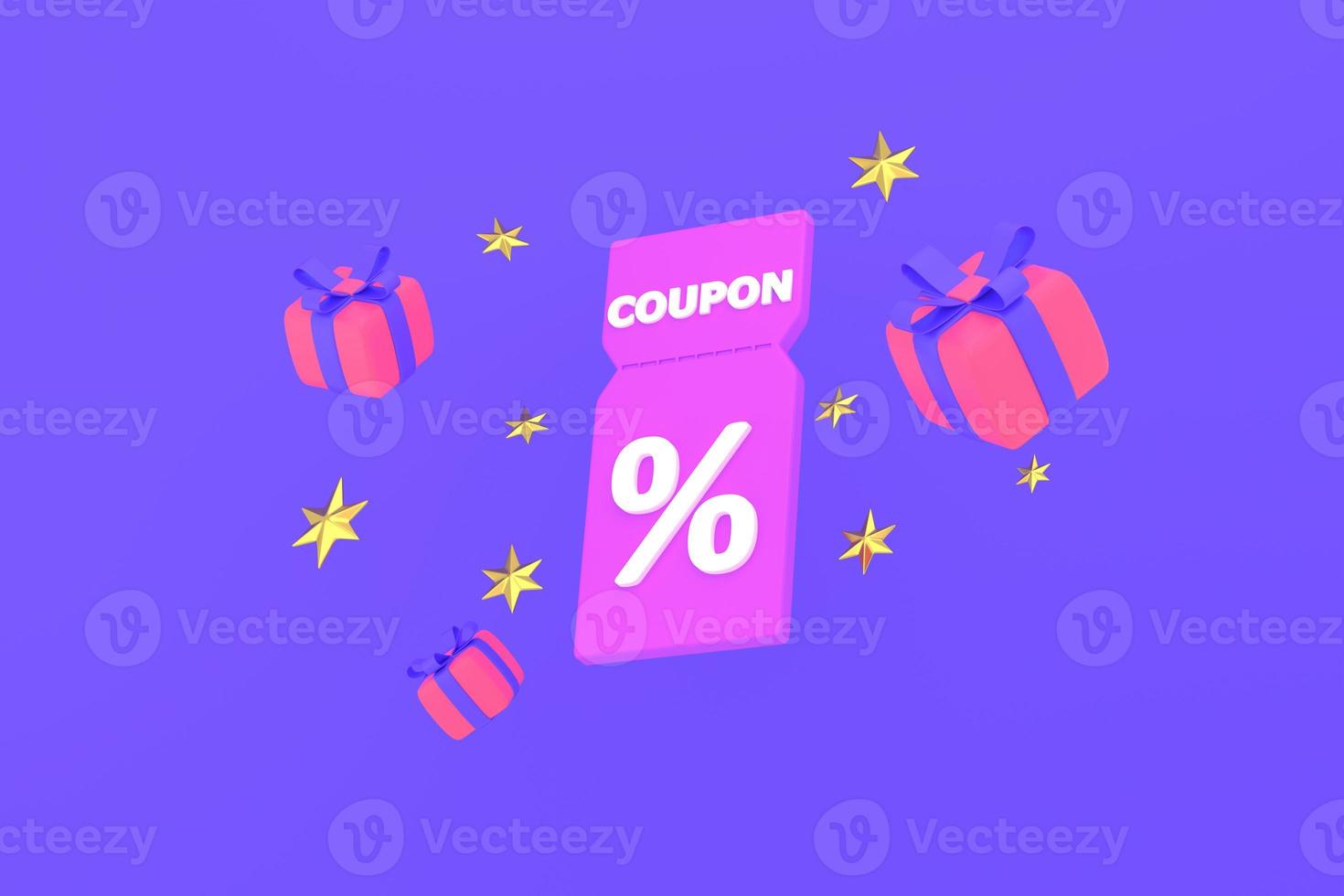 Sale coupons and gift boxes composition. photo