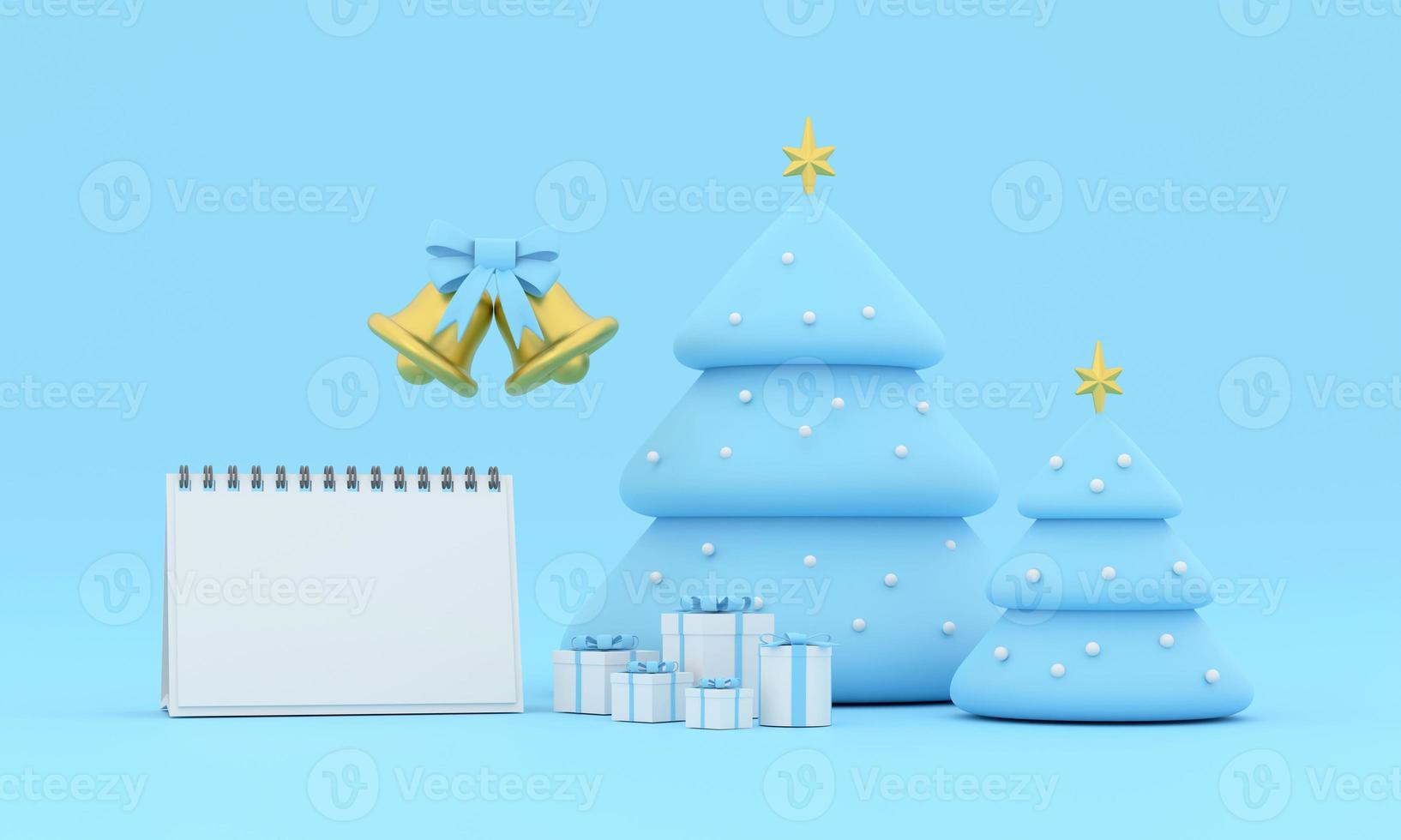 New year calendar. merry Christmas and happy new year Christmas tree and gift photo