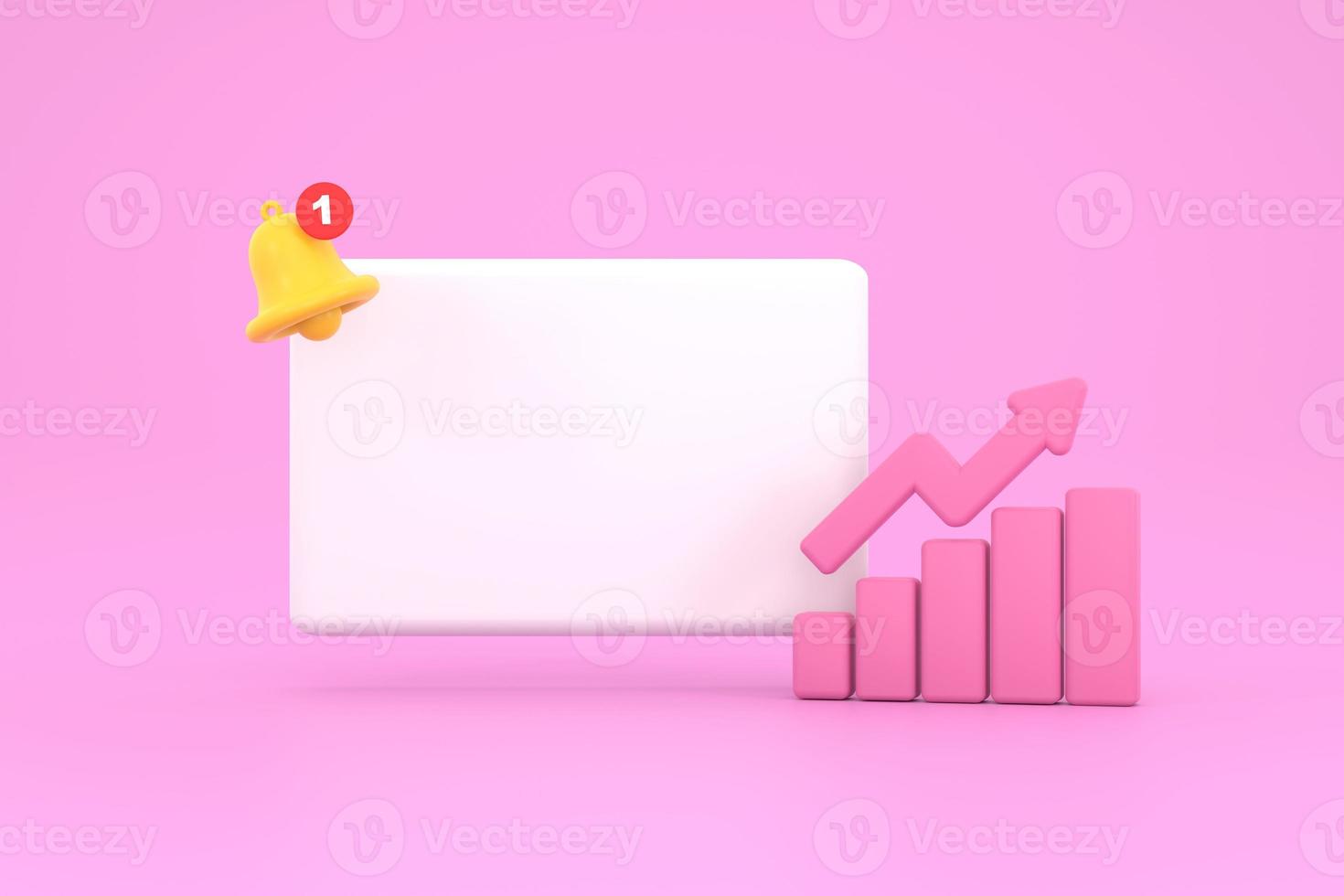 Empty reminder pop up, notification bell icon with graph. photo