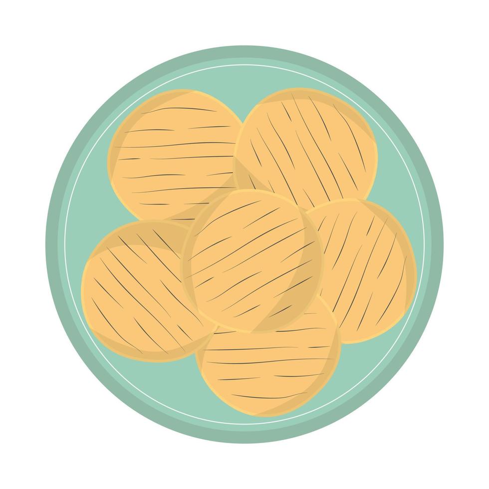 Arepas bread on a plate. Colombian food. Vector illustration