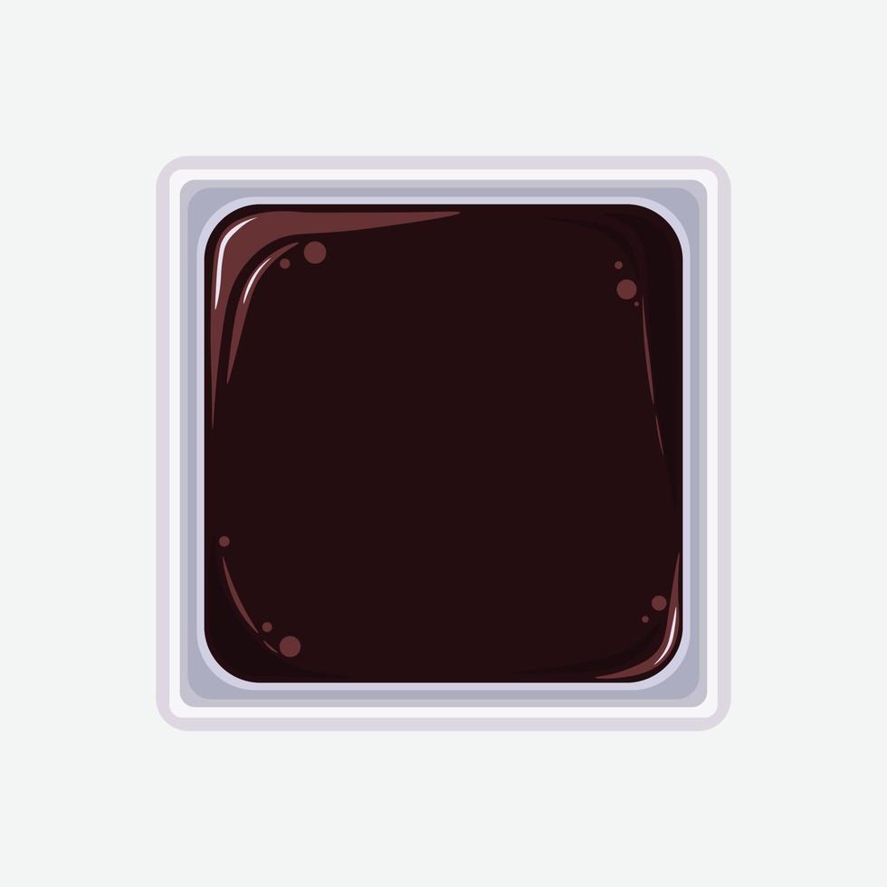Soy sauce in bowl. Colored illustration of asian soy sauce top view. vector