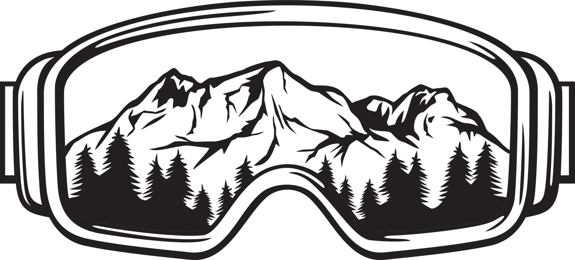 Ski Goggles with Mountains Landscape Winter Sport Glasses. Vector