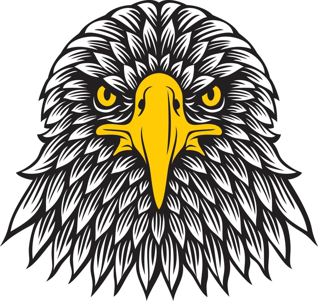 Eagle Head Front View. Color Vector Illustration.