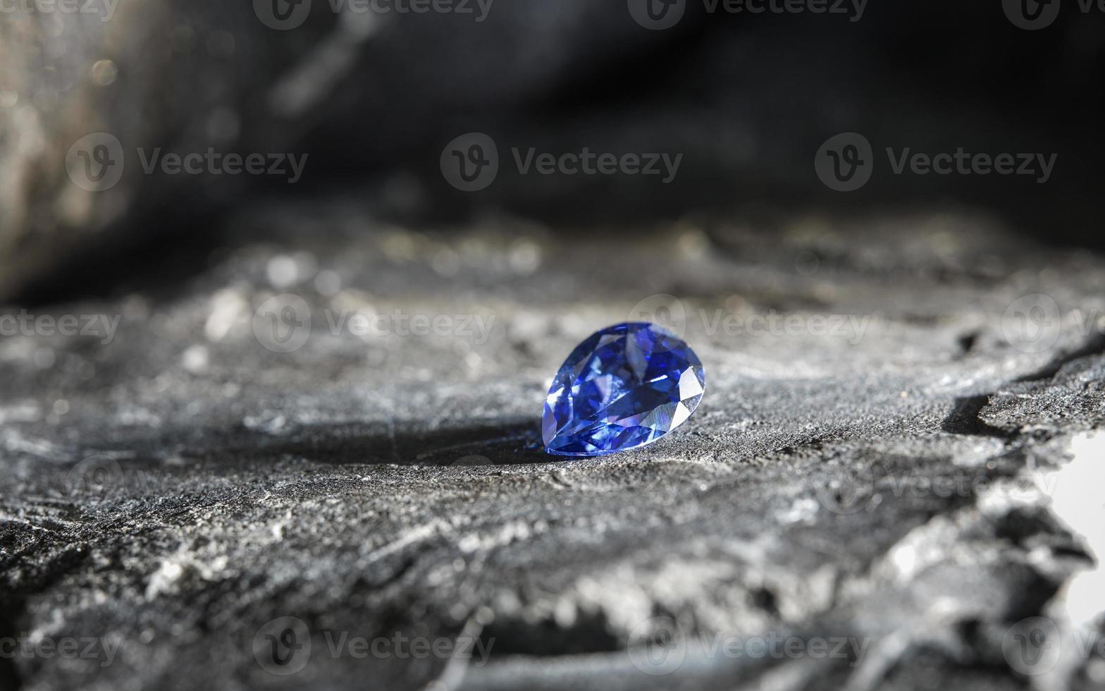 Natural Sapphire gemstone, Jewel or gems on black shine color, Collection of many different natural gemstones amethyst, photo