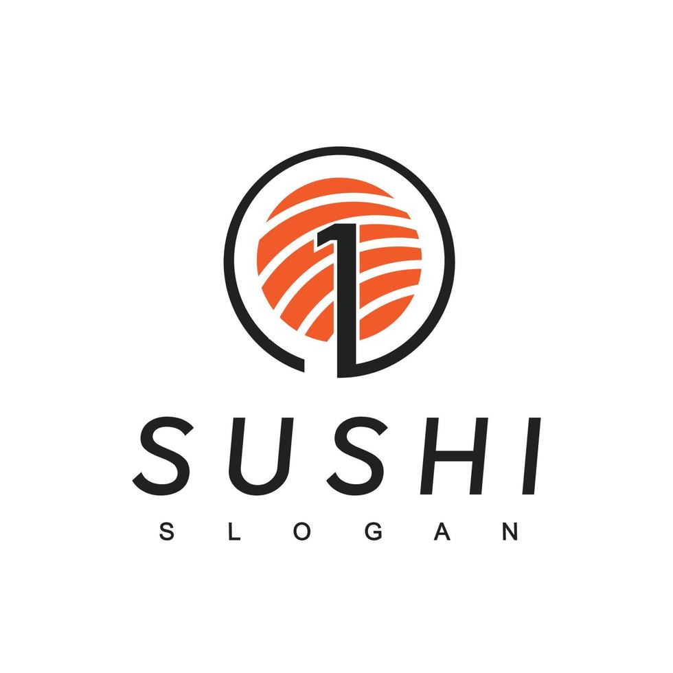 plantilla de diseño de logotipo de sushi número uno, icono de comida japonesa vector