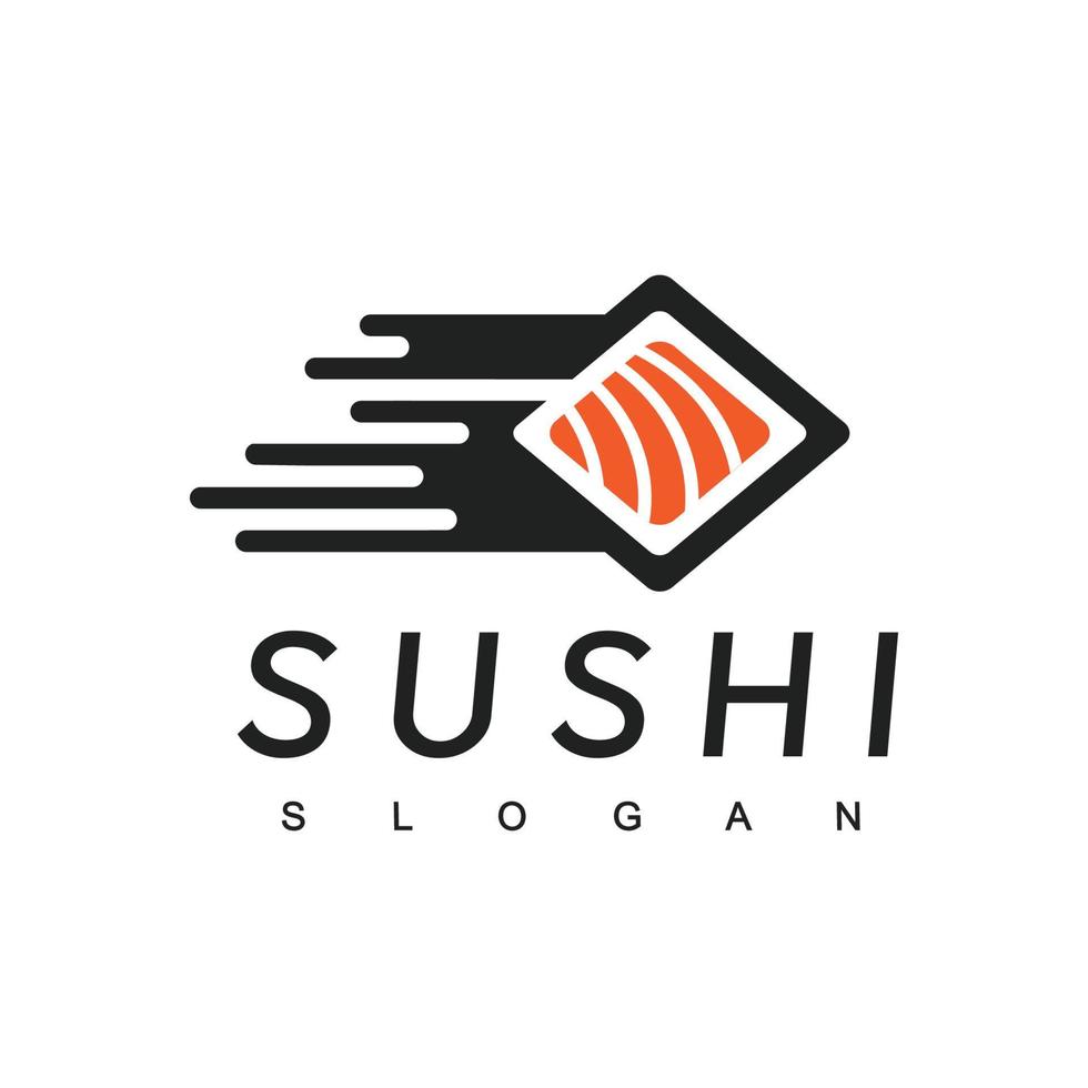 Fast Sushi Logo Design Template, Japanese Food Icon vector