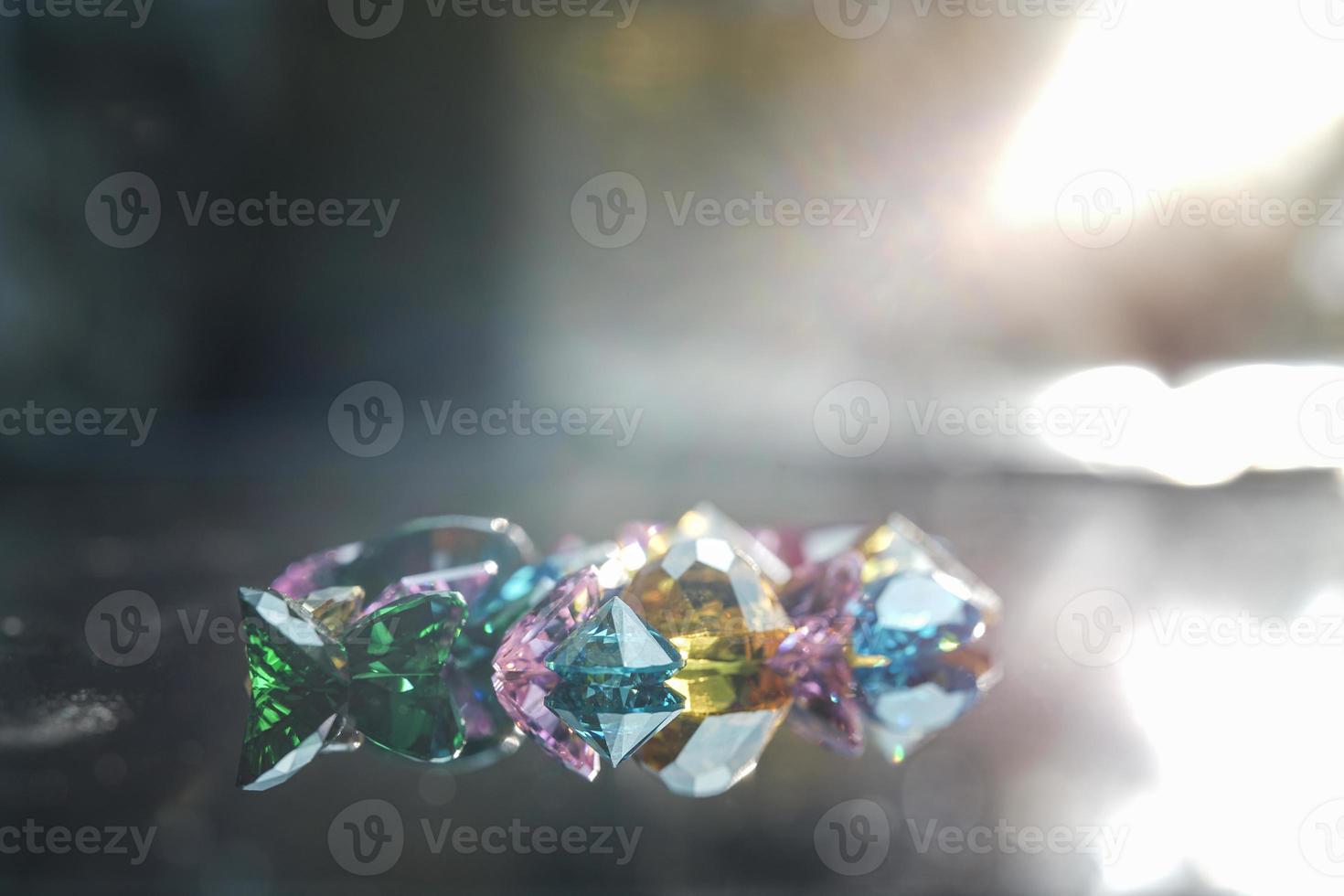 Natural Sapphire gemstone, Jewel or gems on black shine color, Collection of many different natural gemstones amethyst, photo