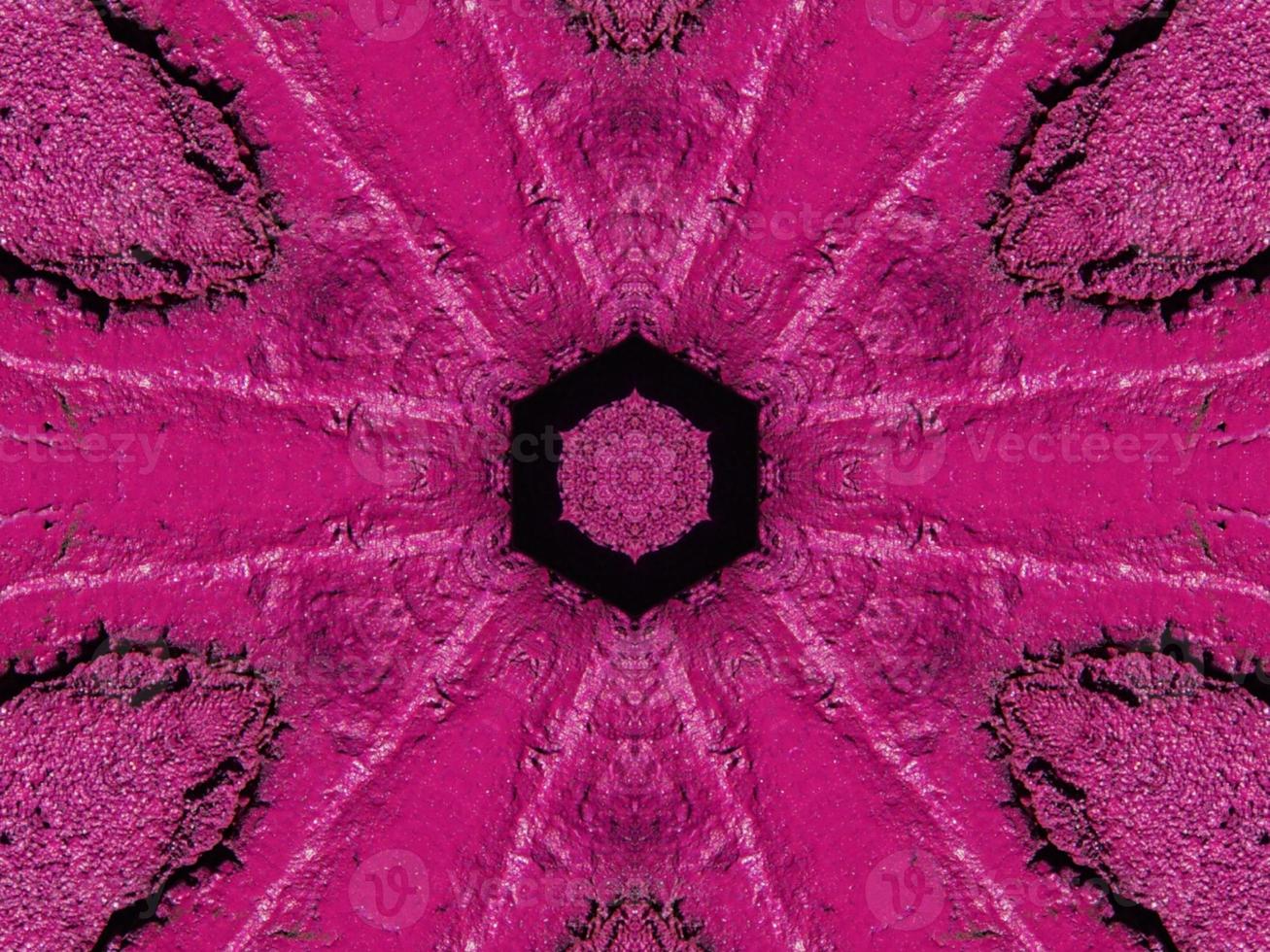 patrón de caleidoscopio de pared de ladrillo magenta abstracto fondo simétrico y estético único foto