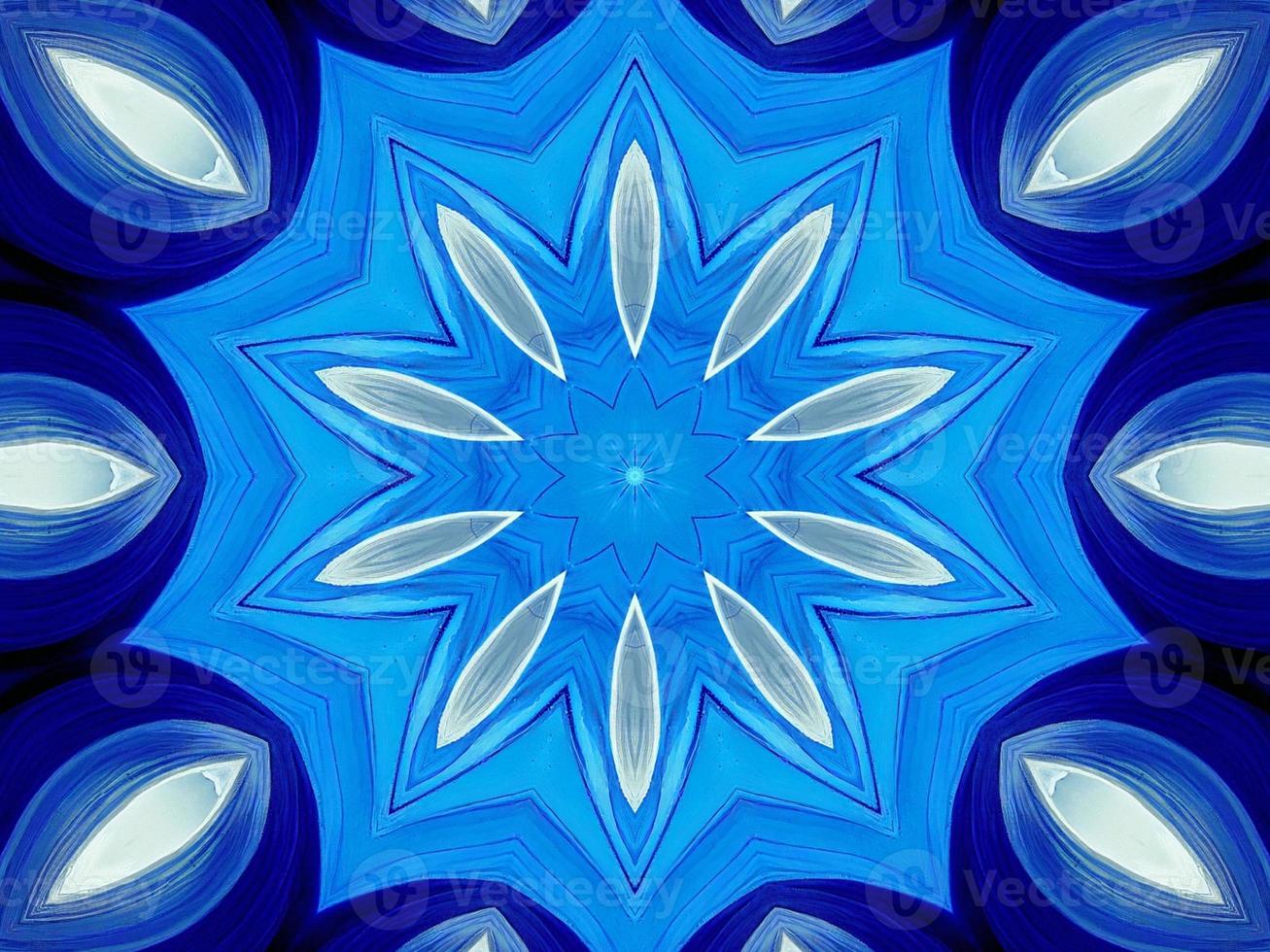 Dark blue watercolor kaleidoscioe floral pattern abstract unique symmetric and aesthetic background photo