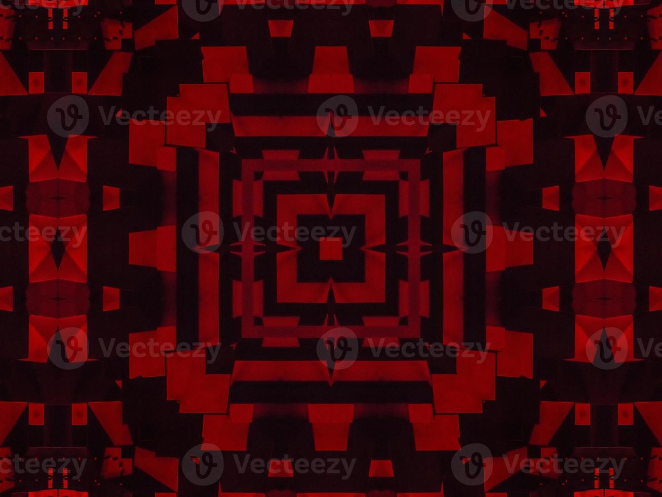 Dark red metallic kaleidoscope background. Abstract and symmetric pattern with horor vibes photo