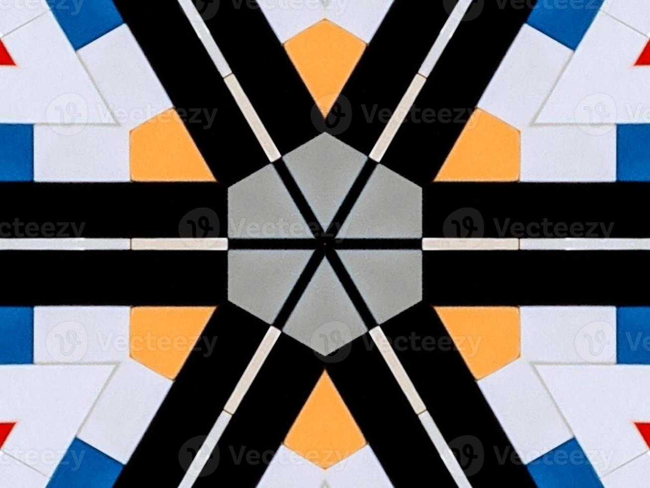 A colorful brick kaleidoscope background. Symmetric abstract and aesthetic pattern photo