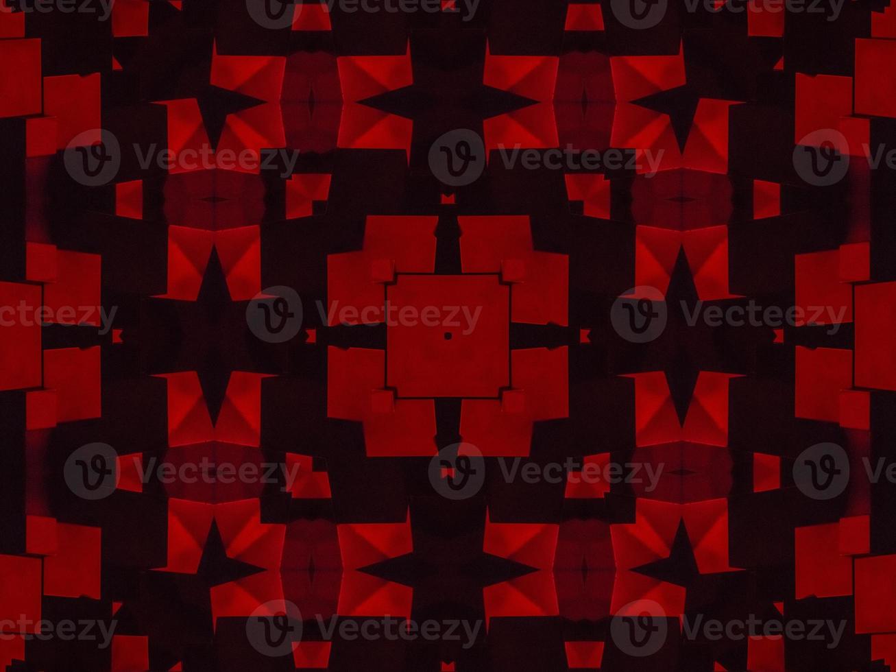 Dark red metallic kaleidoscope background. Abstract and symmetric pattern with horor vibes photo