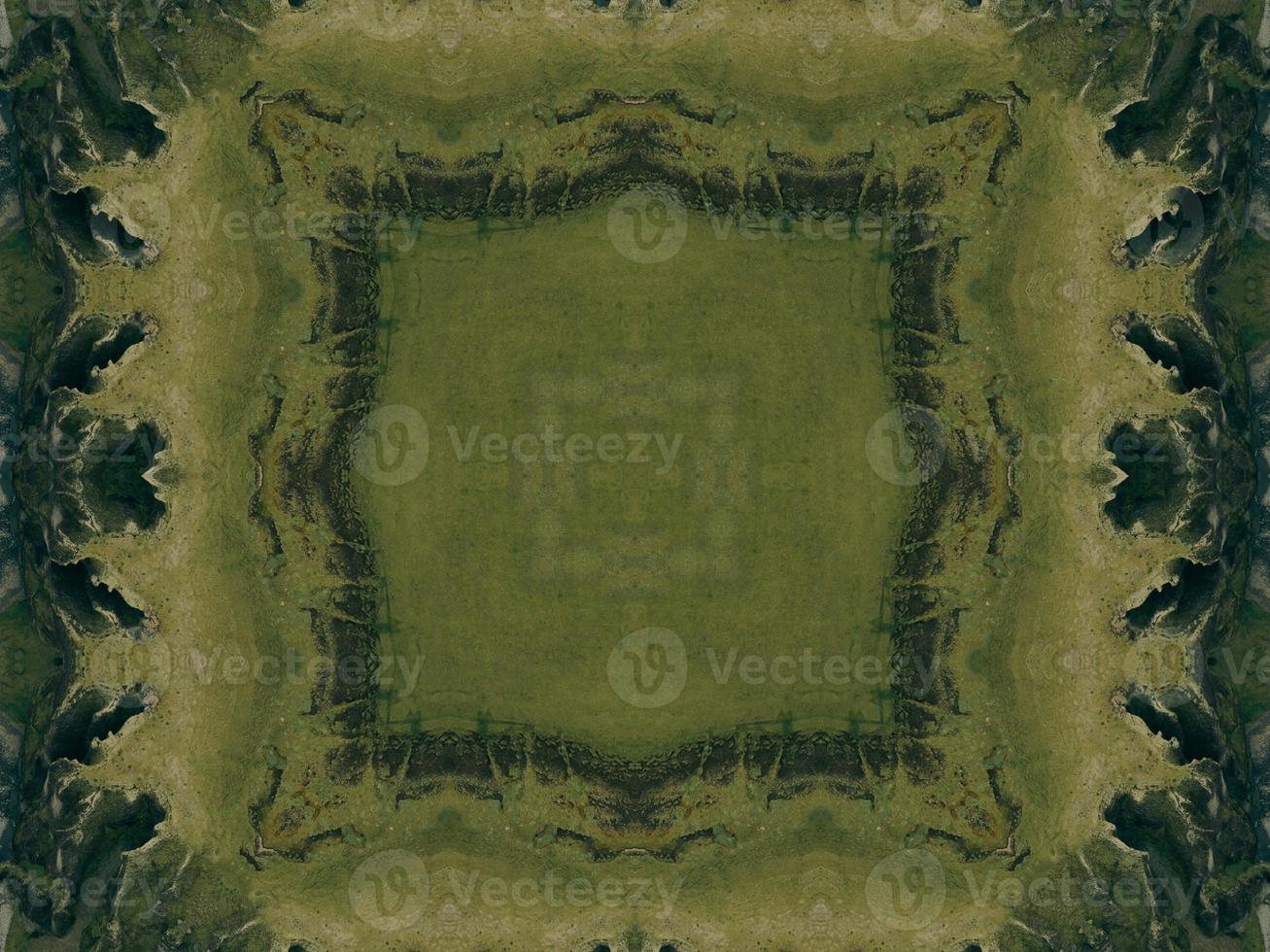 Green meadow aesthetic kaleidoscope floral pattern abstract unique texture background photo