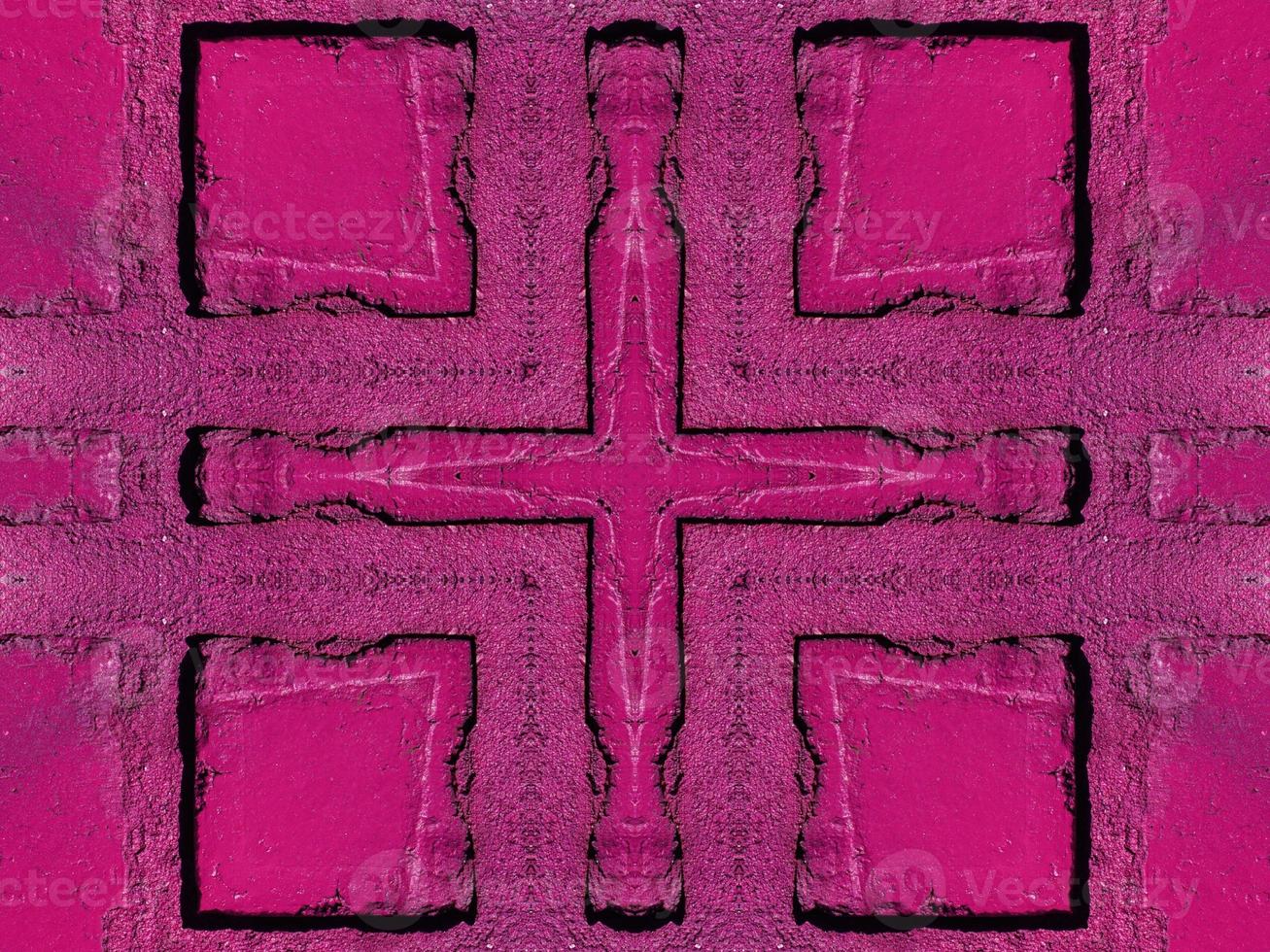 Magenta brick wall kaleidoscope pattern abstract unique symmetric and aesthetic background photo